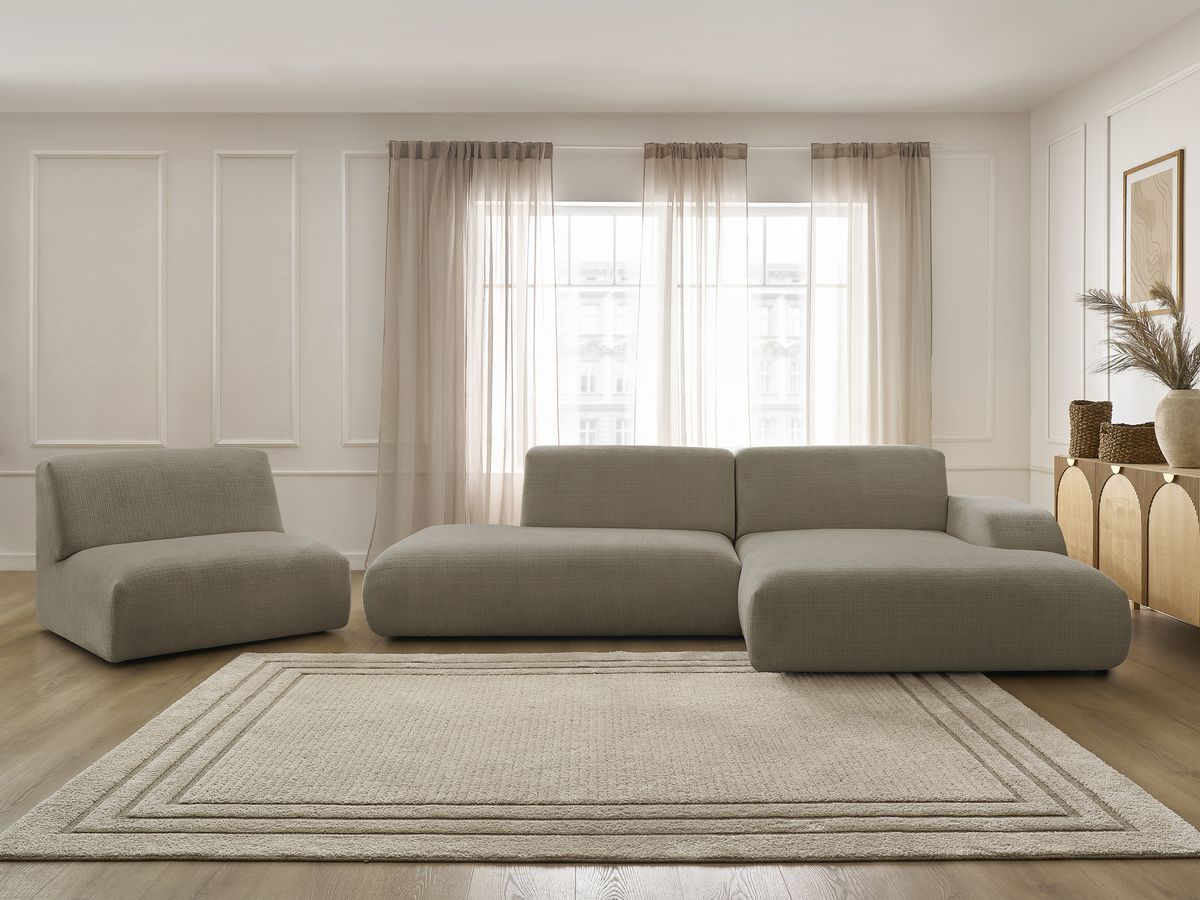 Bobochic Sirius Ecksofa 405 × 170 cm Strukturstoff Taupe Ecke rechts