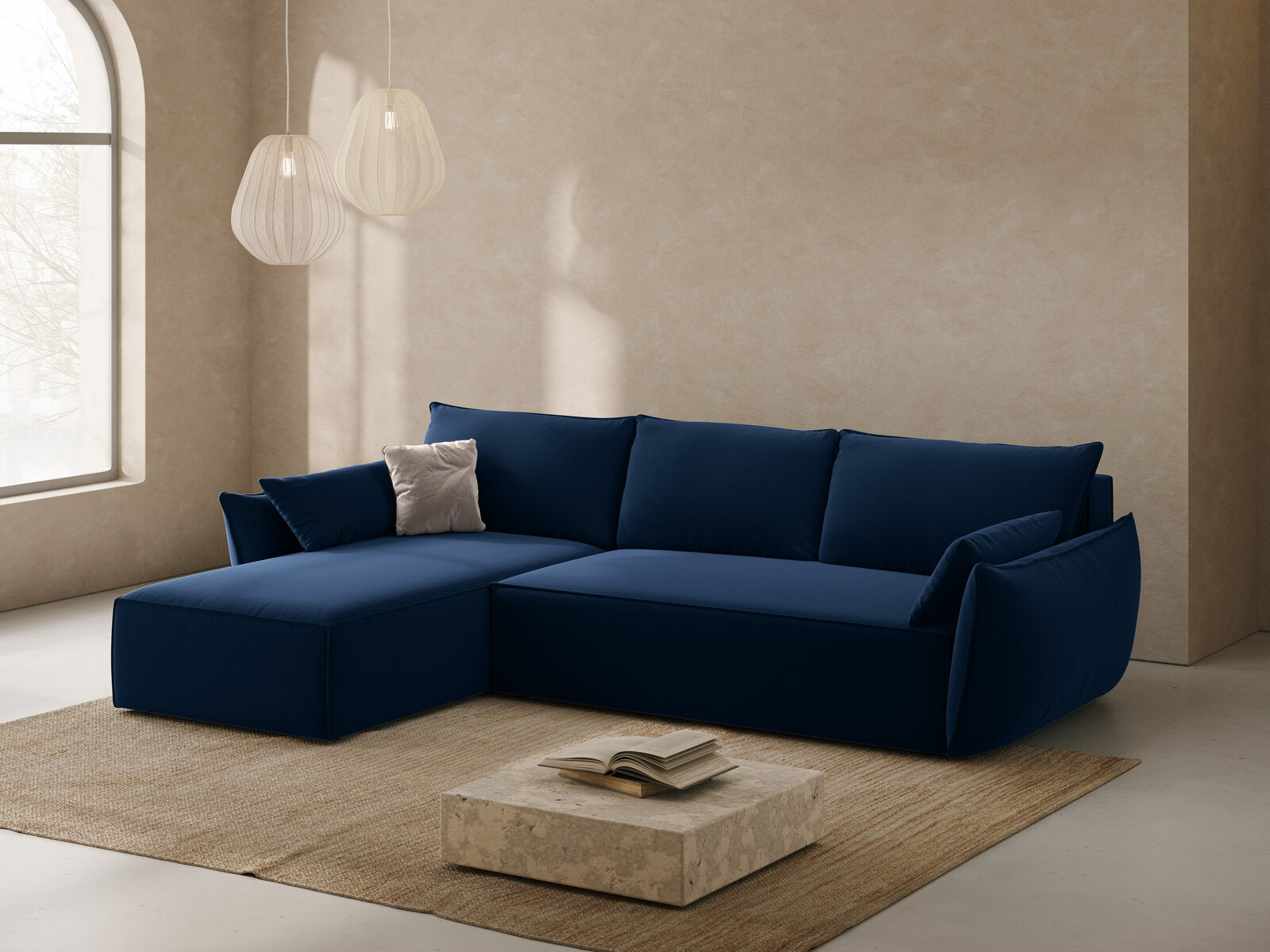Micadoni Kaelle Ecksofa 4-Sitzer mit Schlaffunktion Links Samt Bluvel Königsblau