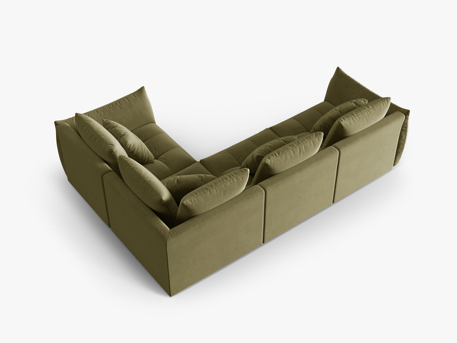 Micadoni Ecksofa Bloom 4-Sitzer Rechts Samt Hellgrün