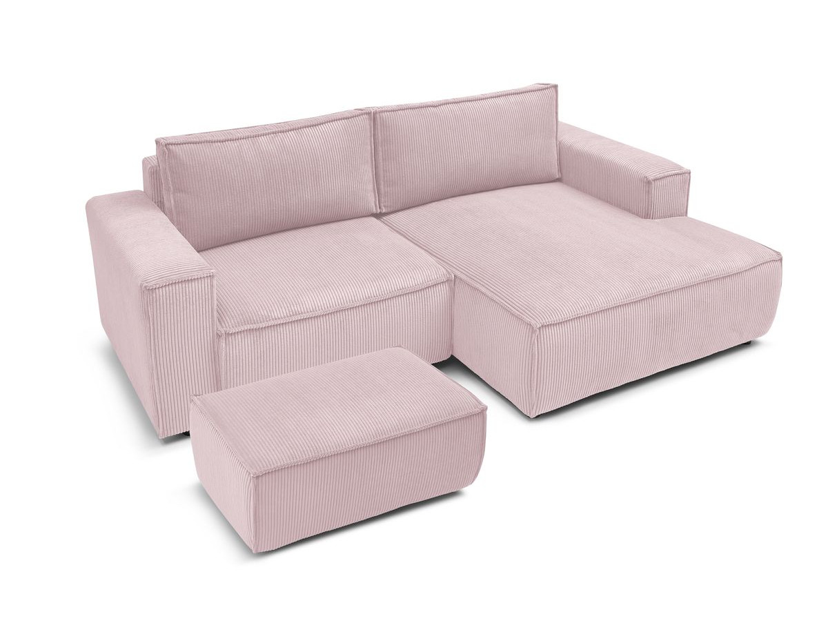 Bobochic Nihad Ecksofa mit Pouf Cordsamt Violett Ecke rechts