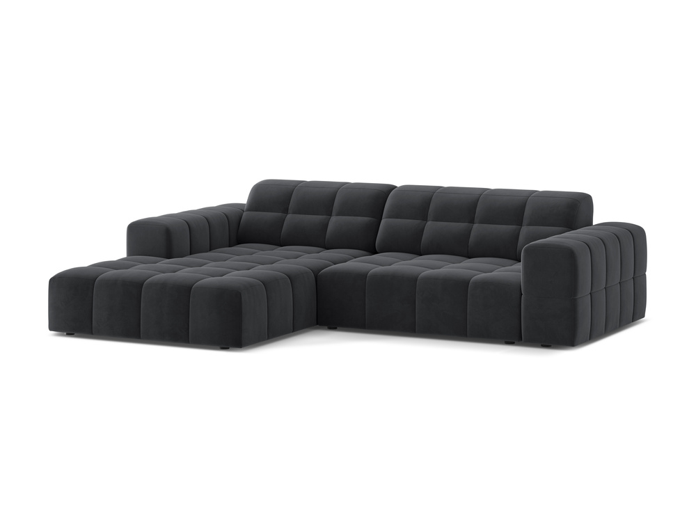 Cosmopolitan Design Ecksofa Chicago 3-Sitzer Samt Bluvel Grau Links