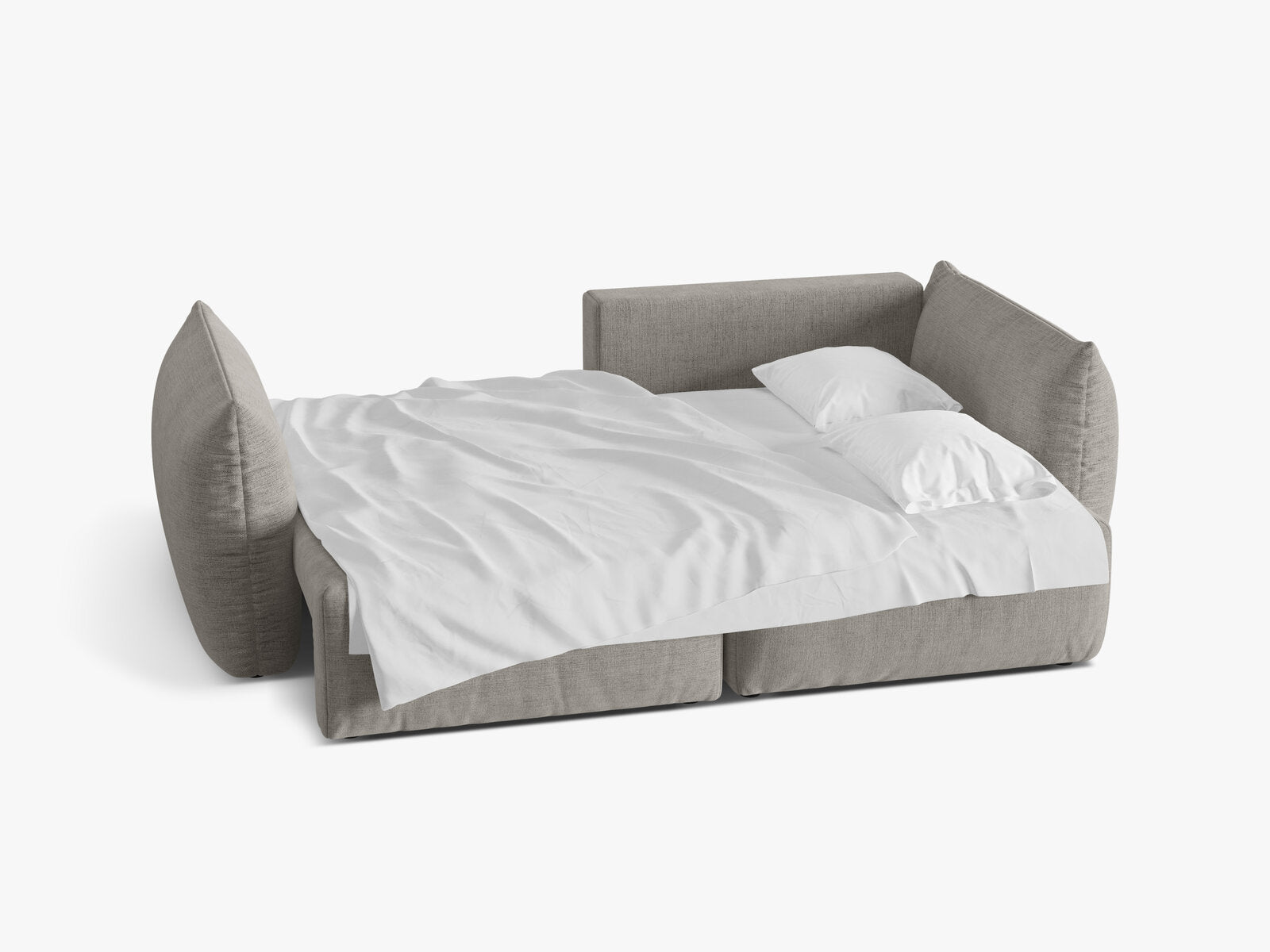 Micadoni Bloom Ecksofa 3-Sitzer mit Schlaffunktion Rechts Strukturierter Stoff Wind Hellgrau