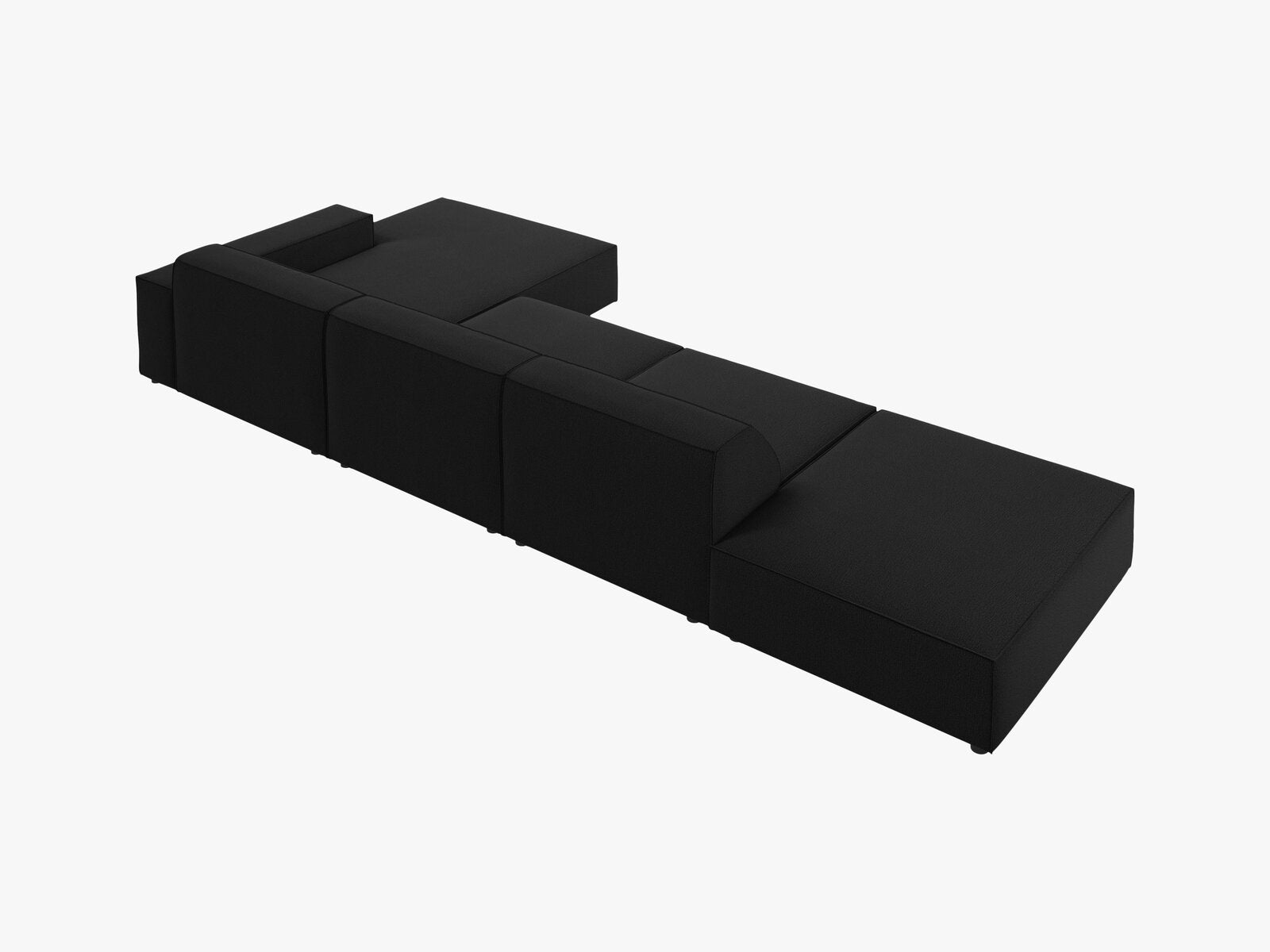 Micadoni Ecksofa Jodie 5-Sitzer Rechts Strukturierter Stoff Megan Schwarz