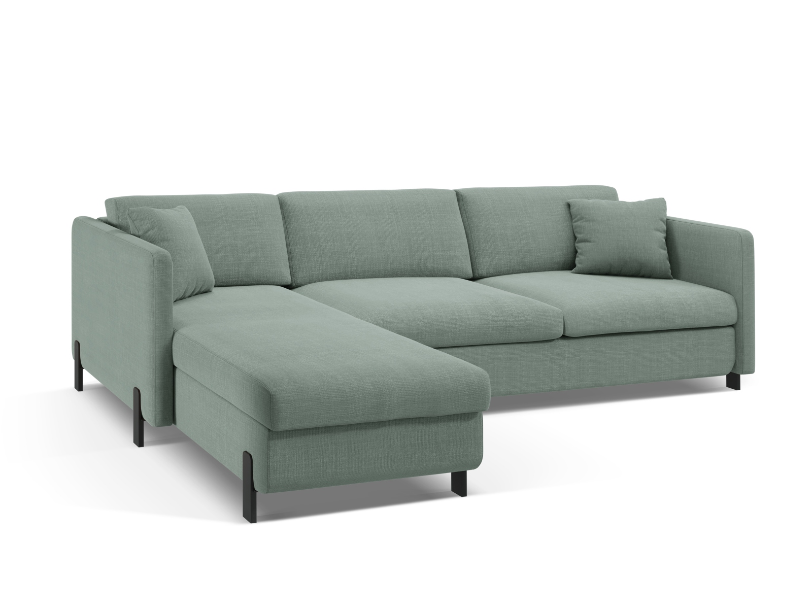 Micadoni Schlaf-Ecksofa Gloria 5-Sitzer Links Strukturierter Stoff Minze 205x160