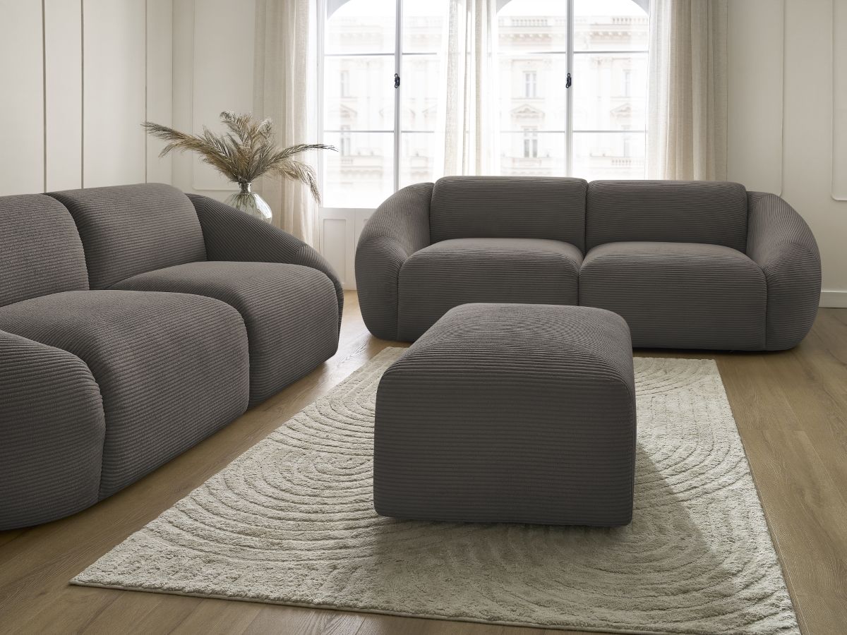 Bobochic Tina Sofa 6-Sitzer mit Pouf Cordsamt Taupe