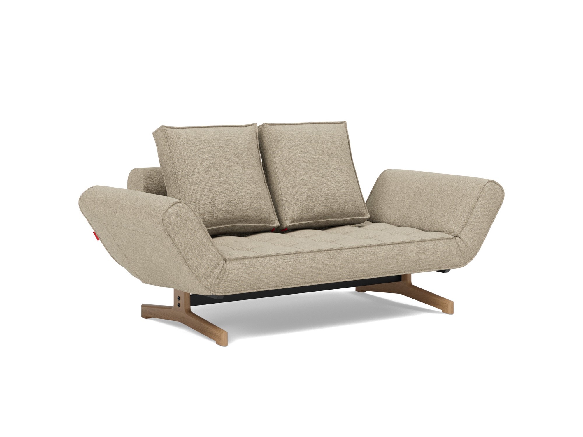 Tagesbett Ghia Strukturierter Stoff Taura 356-Sand Beine Eiche