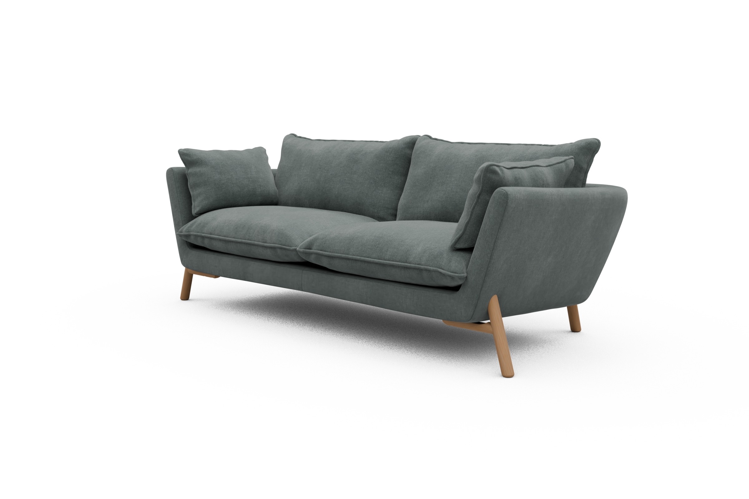Sofa Emil PREMIUM 3-Sitzer Beinfarbe Eiche Natur Smooth-Silver-Grey