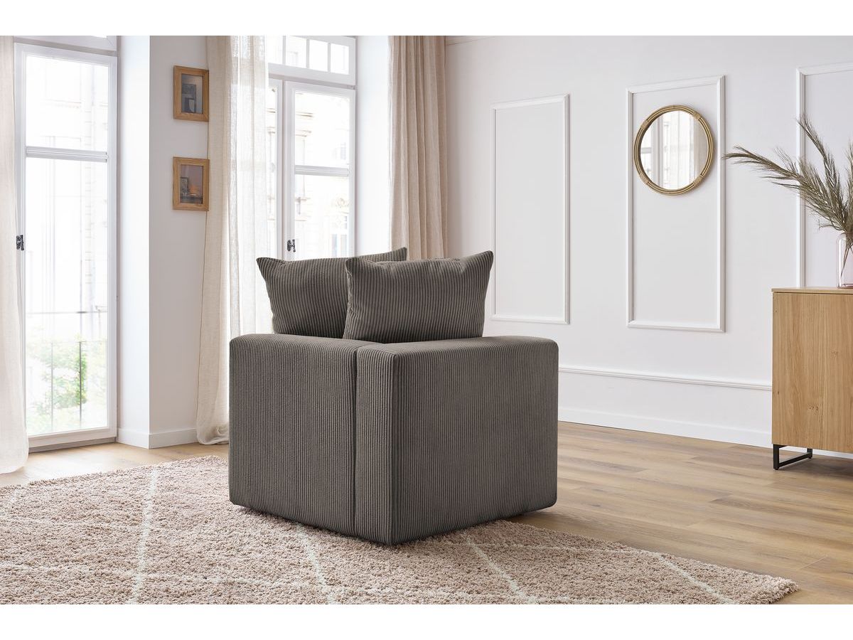 Bobochic Voltaire Eckmodul Cordsamt Taupe Ecke links