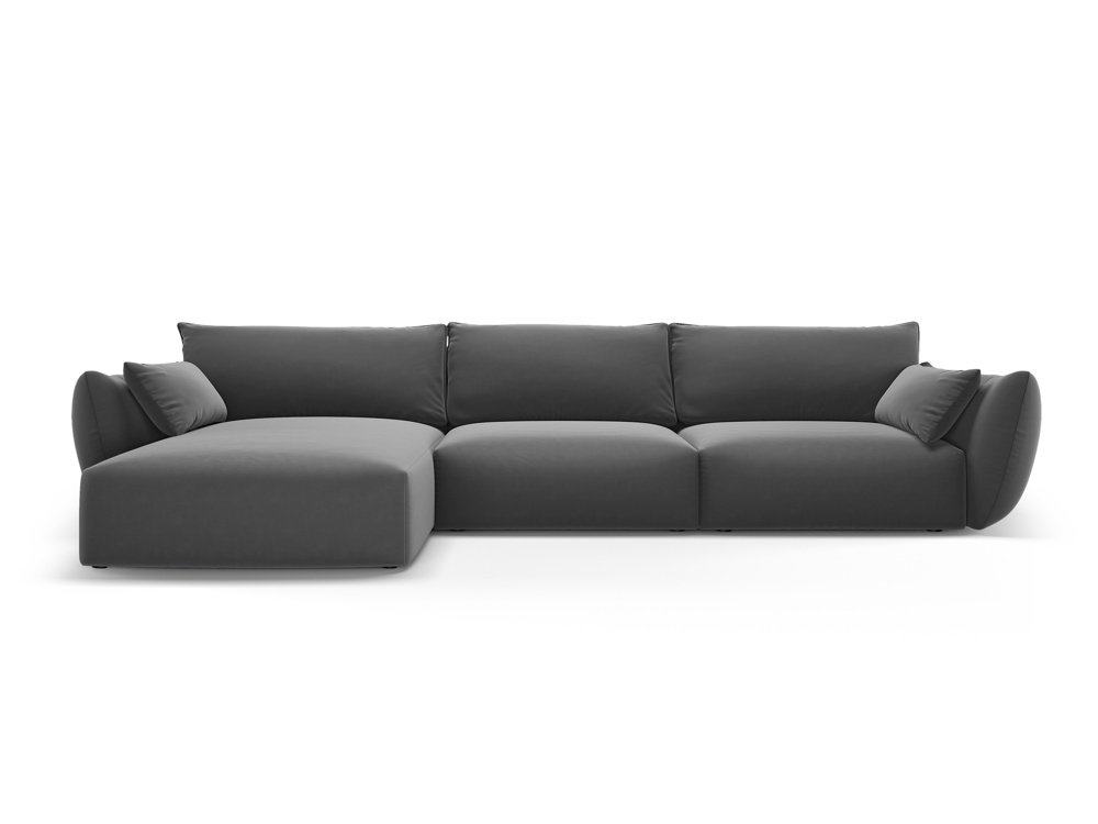 Cosmopolitan Design Ecksofa Matera 4-Sitzer Samt Salvador Dunkelgrau Links