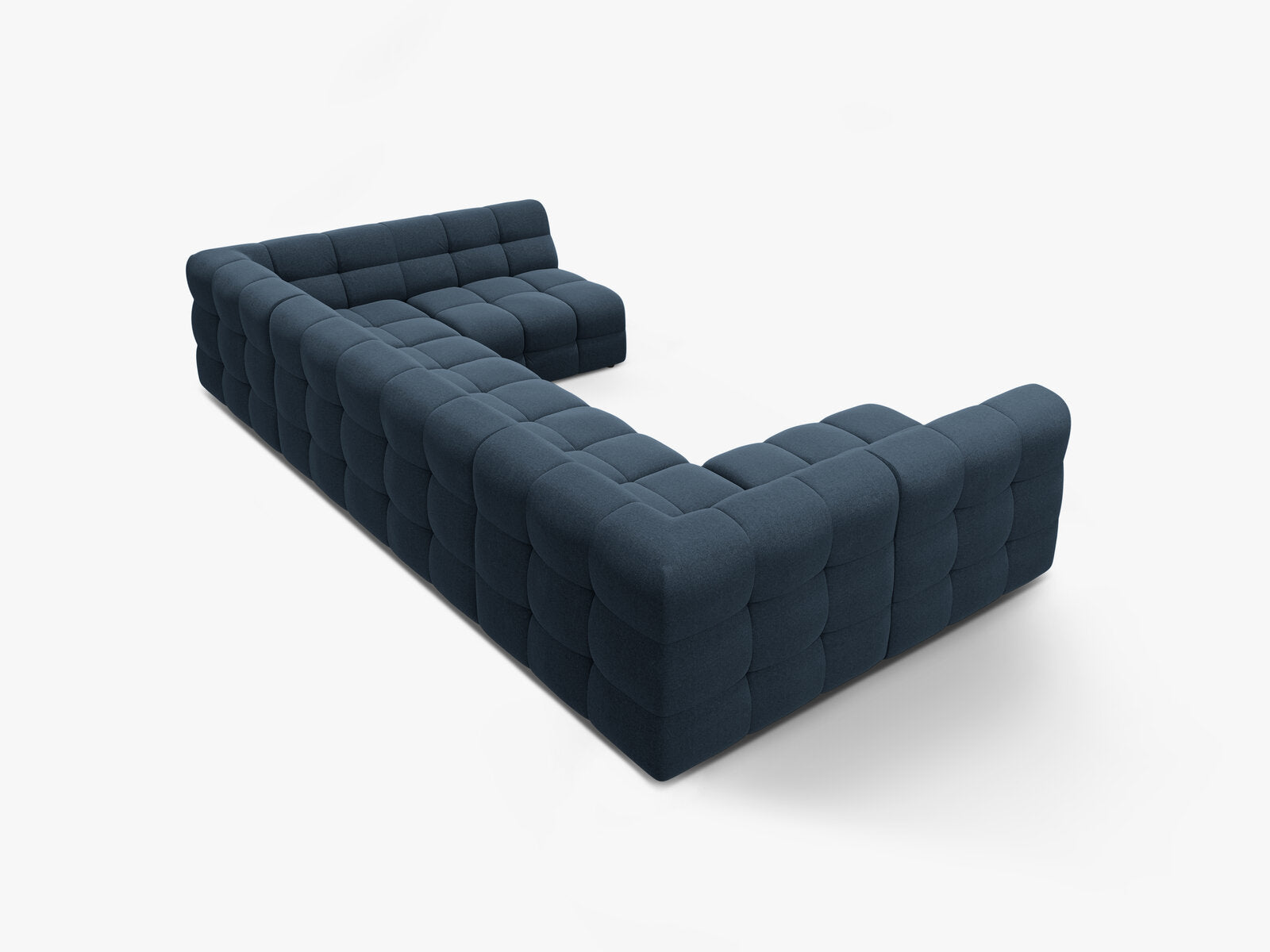 Micadoni Panorama-Sofa Kendal 7-Sitzer Strukturierter Stoff Marineblau