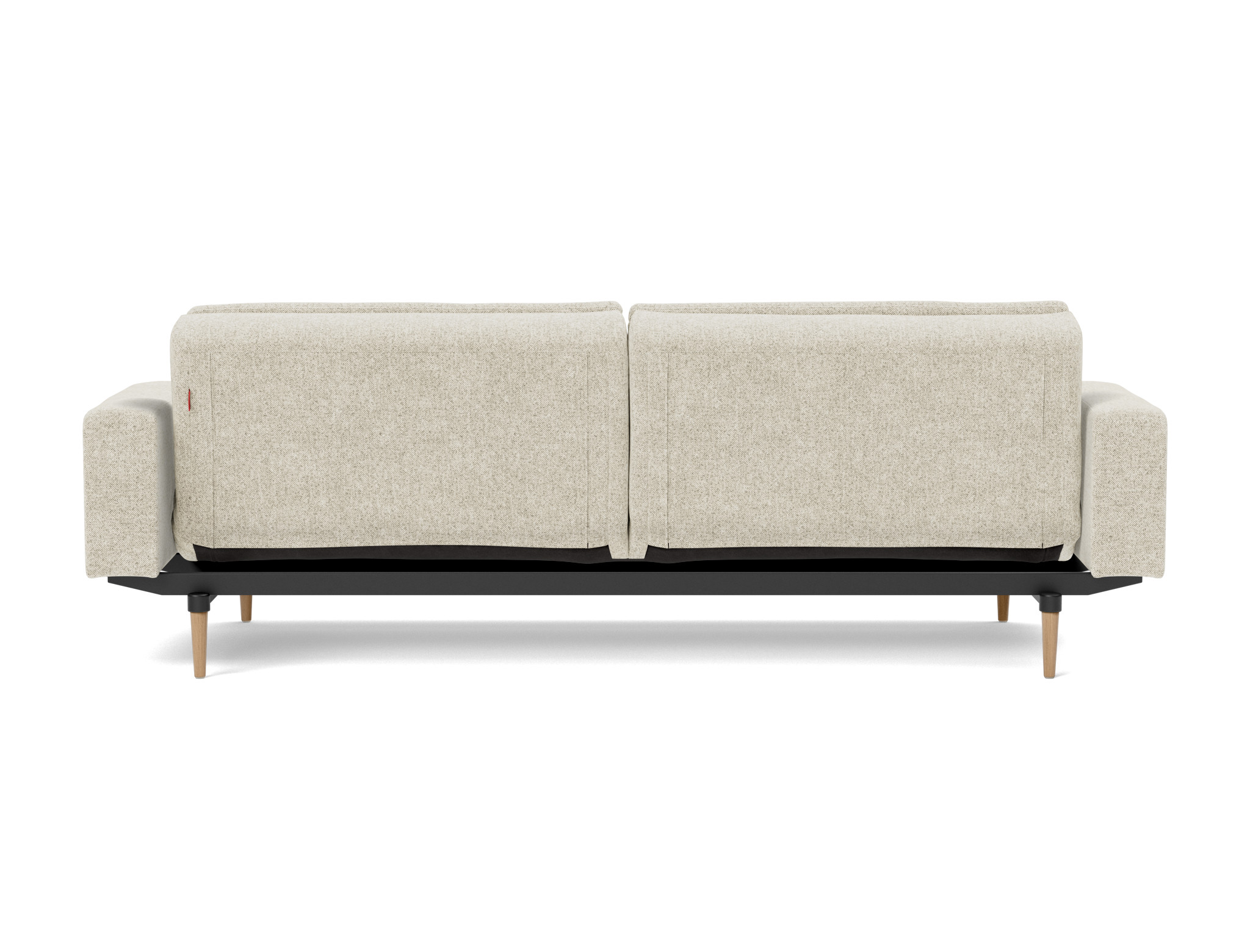 Schlafsofa Dublexo mit Armlehnen Strukturierter Stoff Taura 357-Off-White Beine Styletto Eiche hell