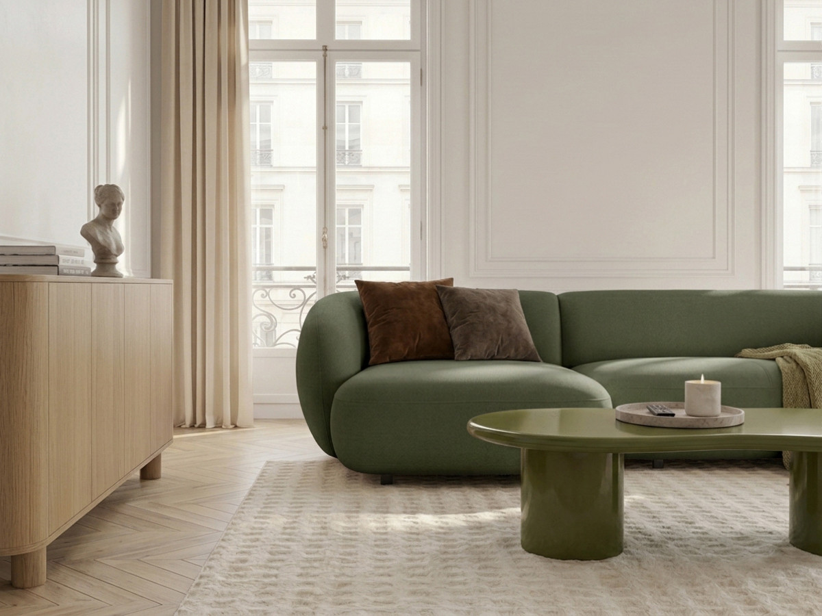 Bobochic Halo Ecksofa mit Schlaffunktion Stoff Grün Ecke links