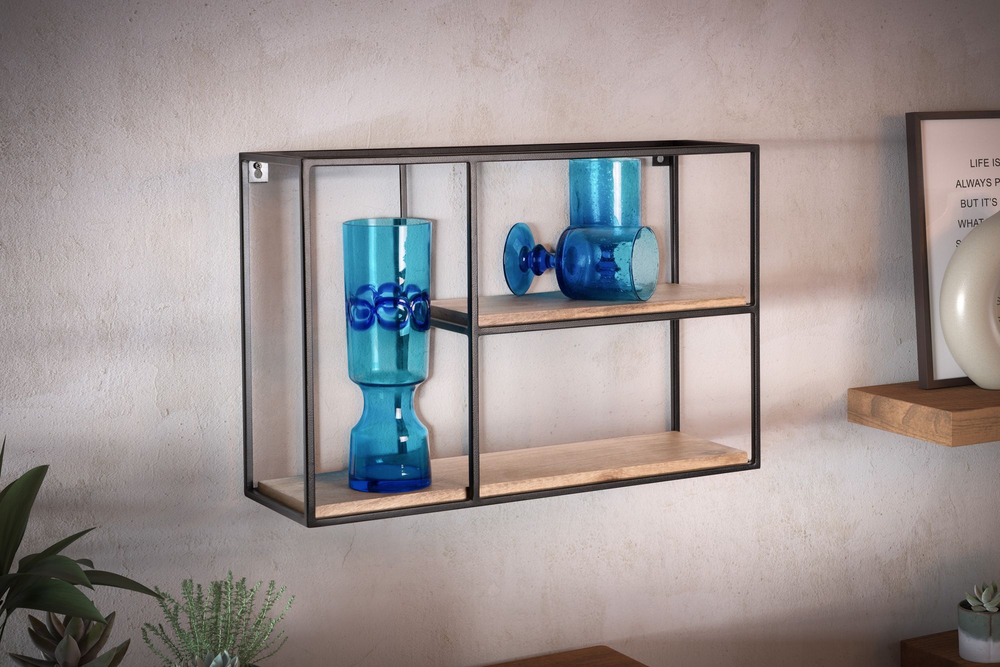 Wandregal Beiarn Mango Massivholz Schwarz 60 × 18 × 40 cm