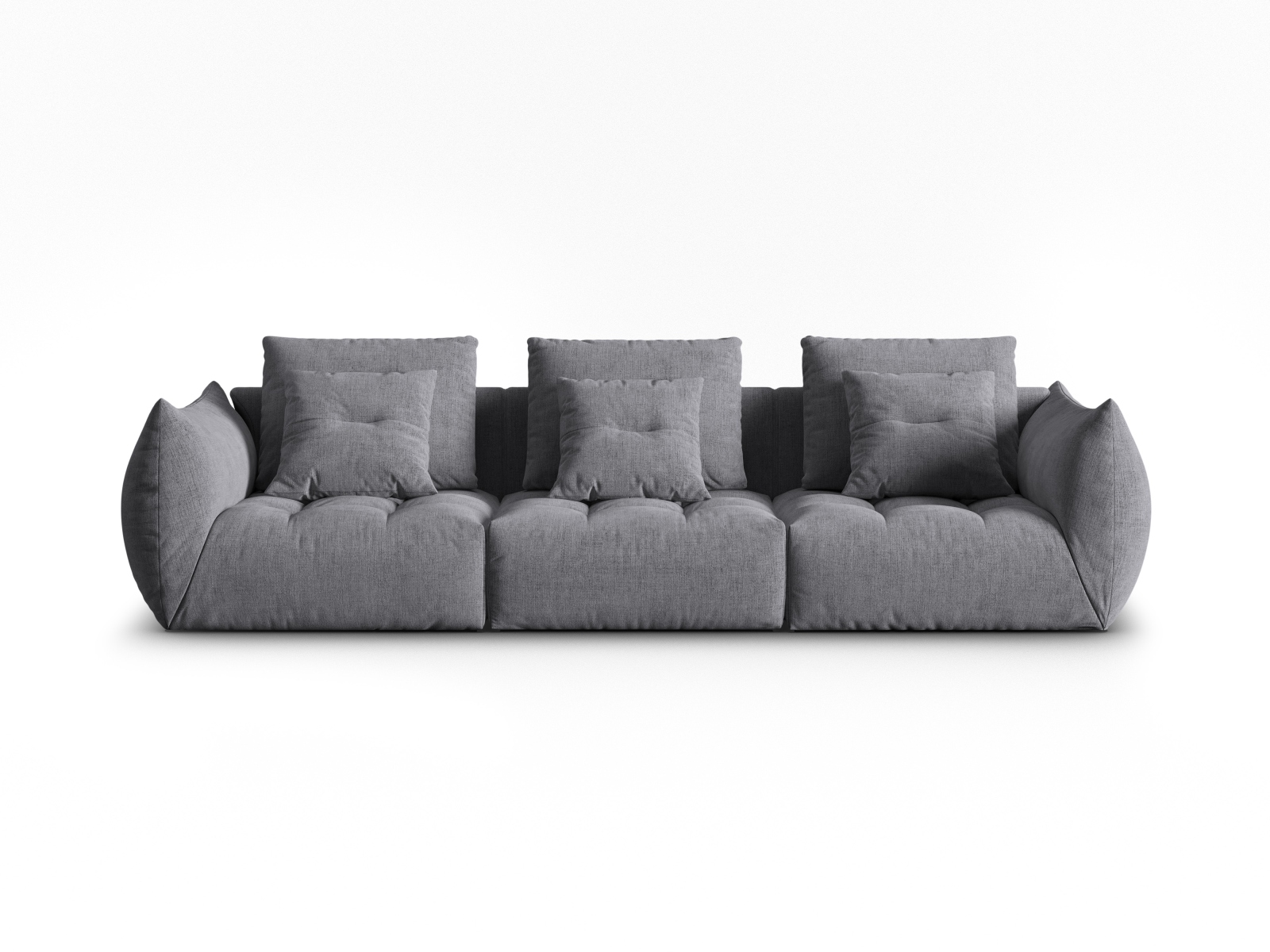 Micadoni Sofa Bloom 4-Sitzer Strukturierter Stoff Grau