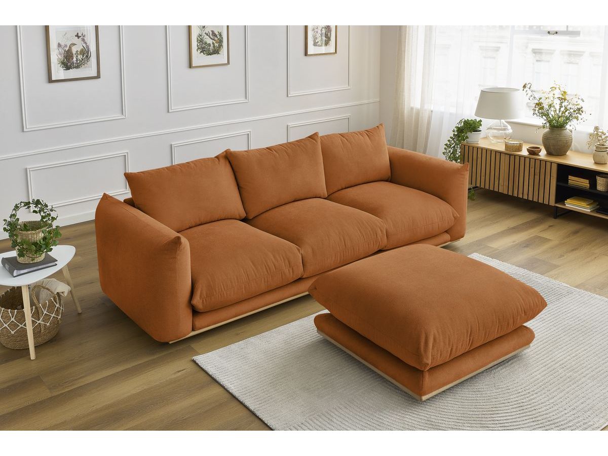 Bobochic Ernest Sofa 4-Sitzer mit Pouf Stoff Orange