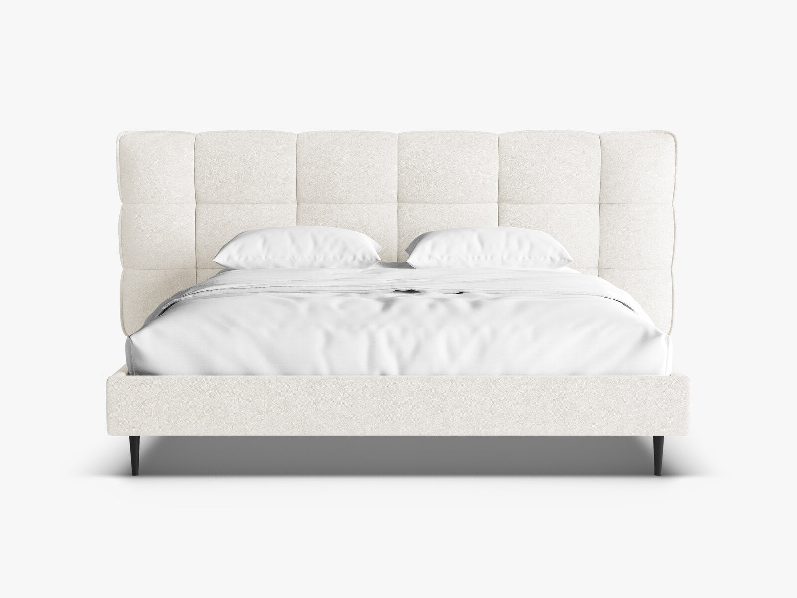 Micadoni Stauraumbett mit Kopfteil Eric with legs Boucle Sicuro Elfenbein 160x200