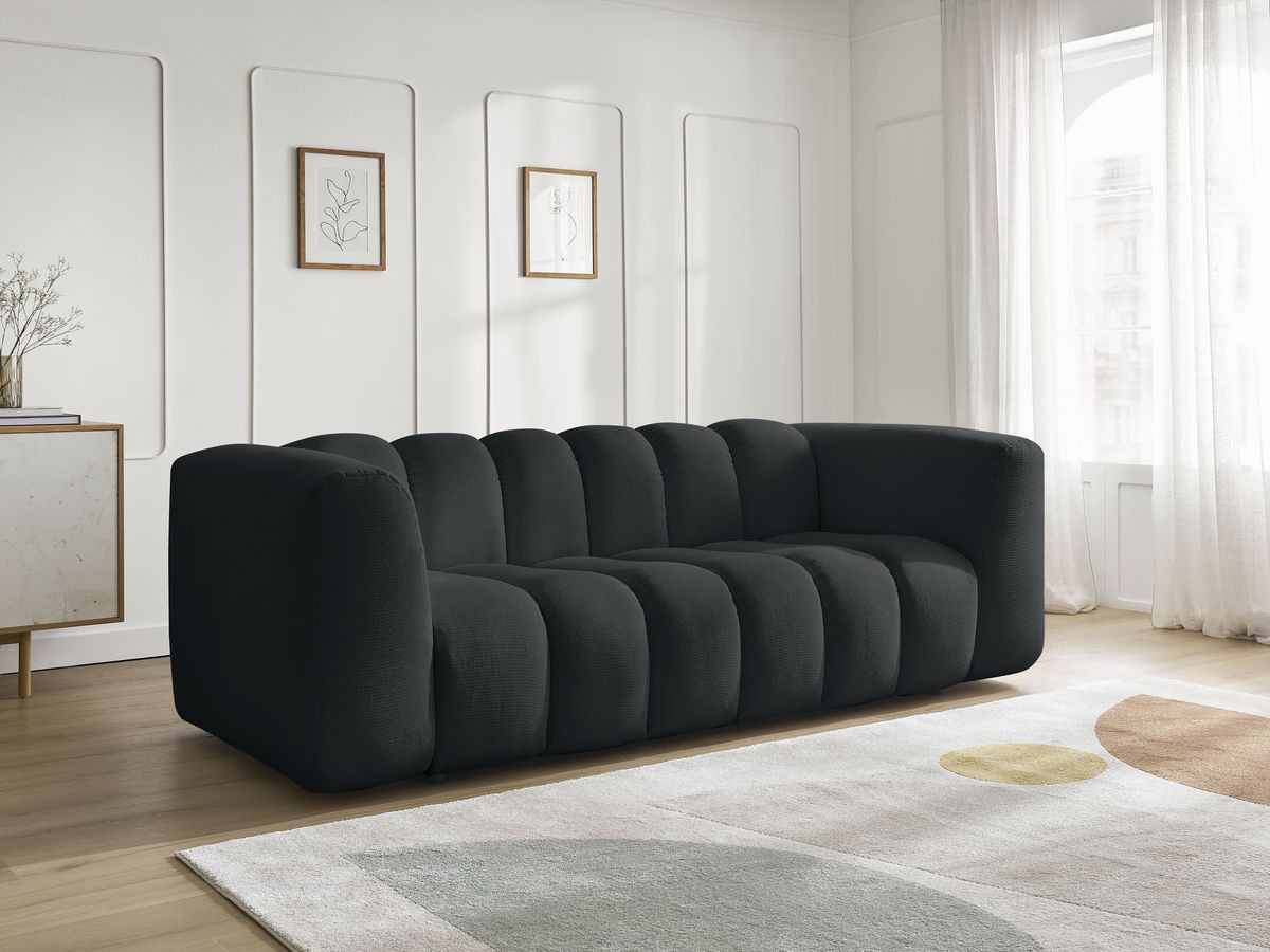 Bobochic Talia Sofa 3-Sitzer Melange-Stoff Schwarz