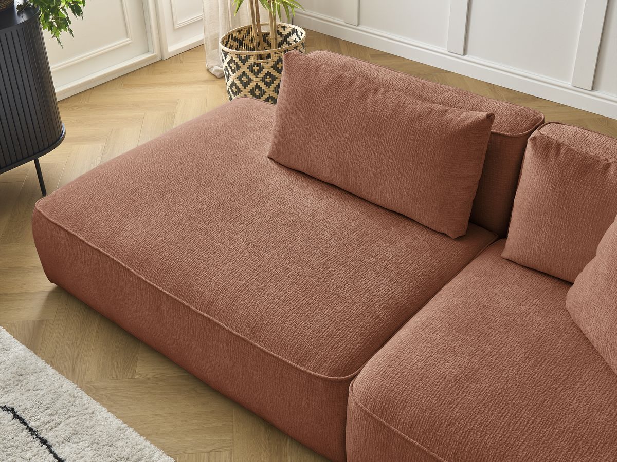 Bobochic Leopold Sofa 3-Sitzer Strukturstoff Orange Armlehne rechts