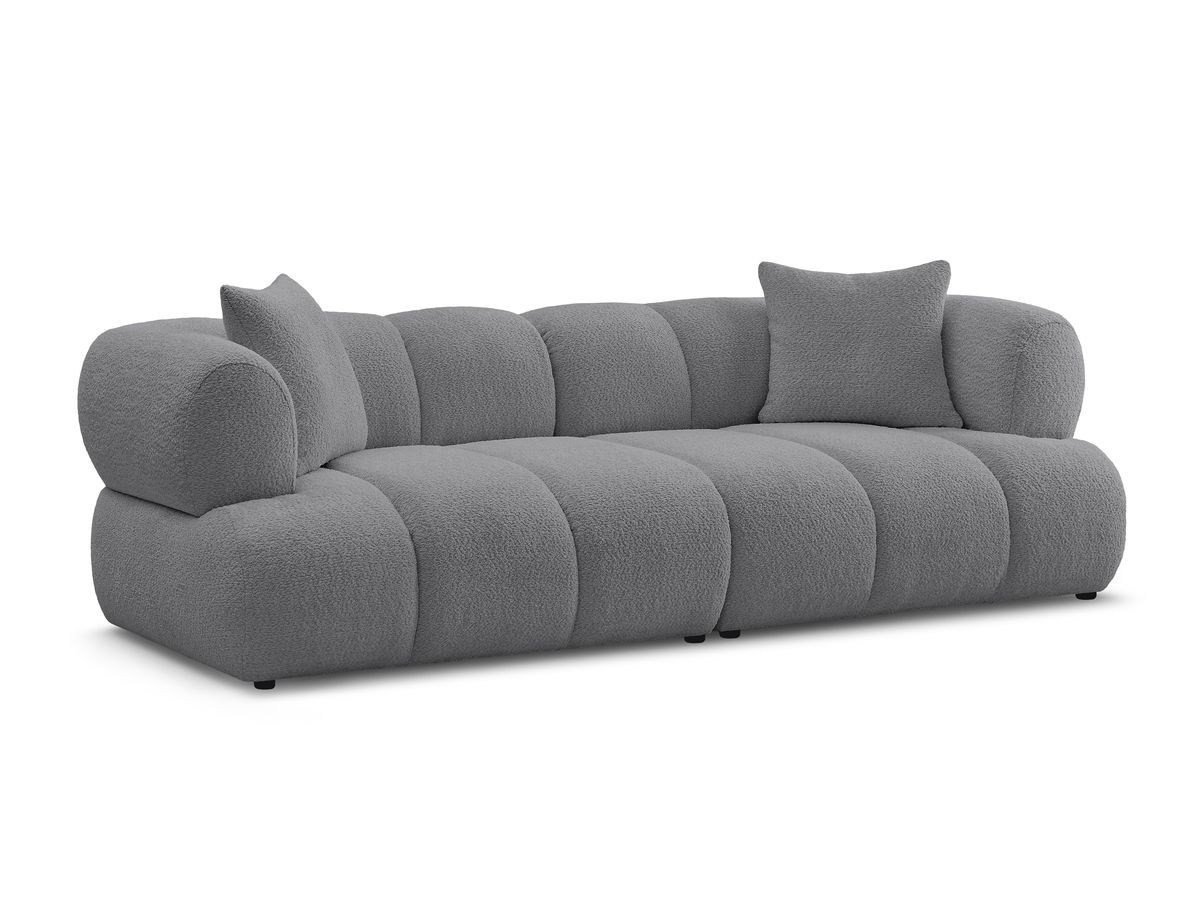 Bobochic Pamira Sofa 3-Sitzer Bouclé-Stoff Dunkelgrau