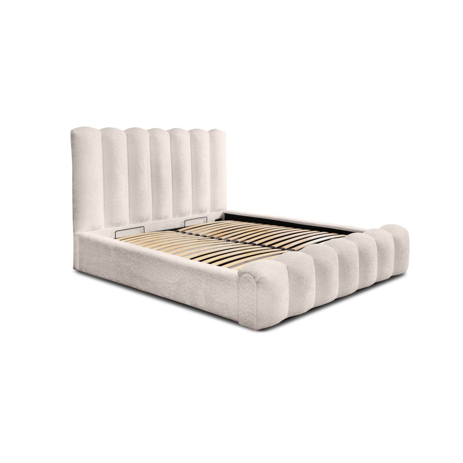 Polsterbett Laro Boucle 160x200 mit Metallrahmen Euphoria 02 Cream