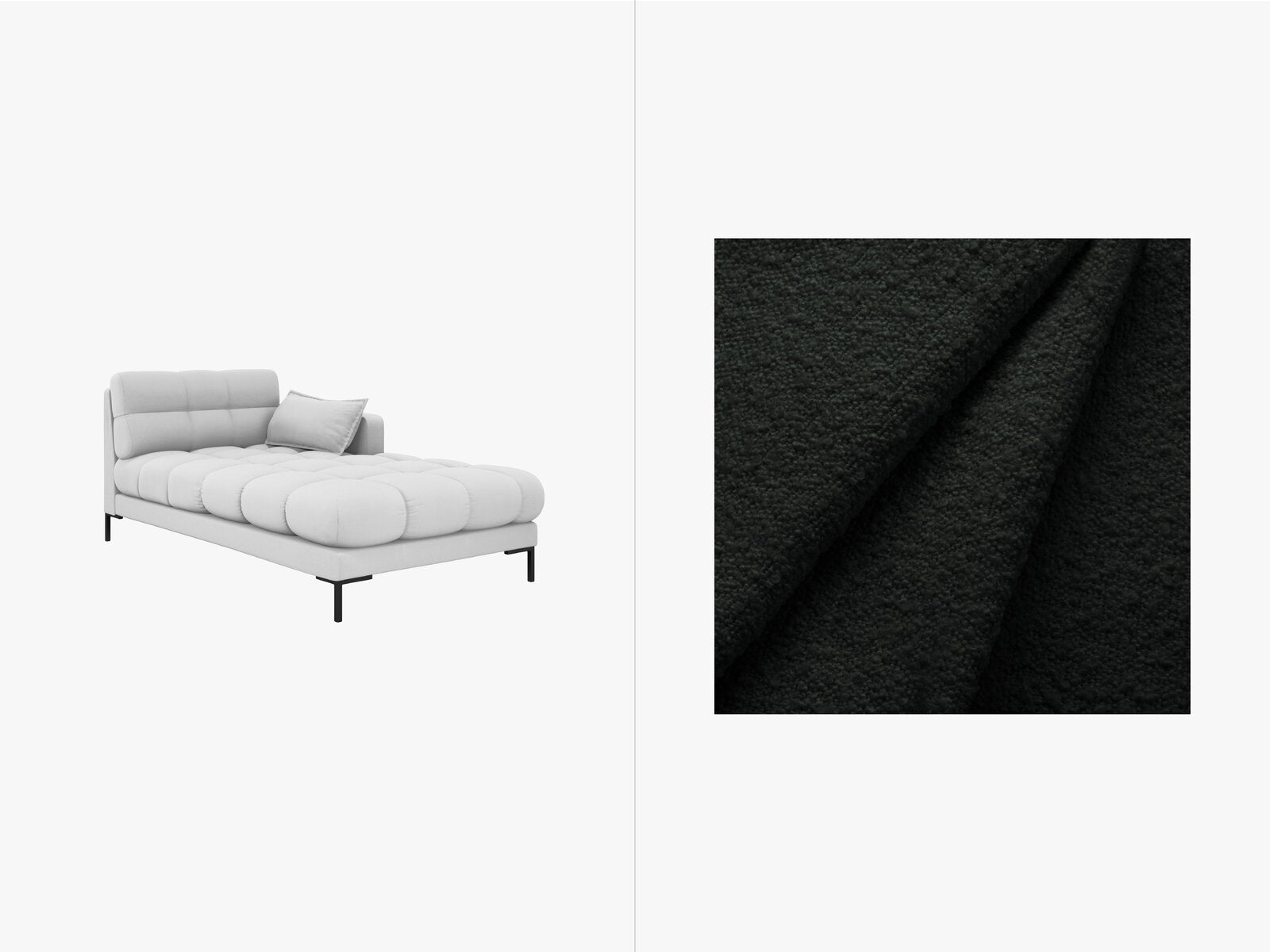 Micadoni Recamiere Mamaia 1-Sitzer Rechts Boucle Baloo Schwarz schwarze Beine