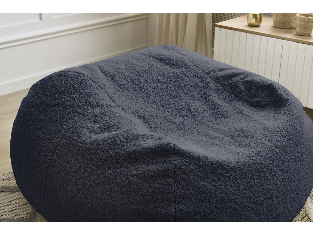 Bobochic Meribel Pouf Bouclé-Stoff Dunkelblau