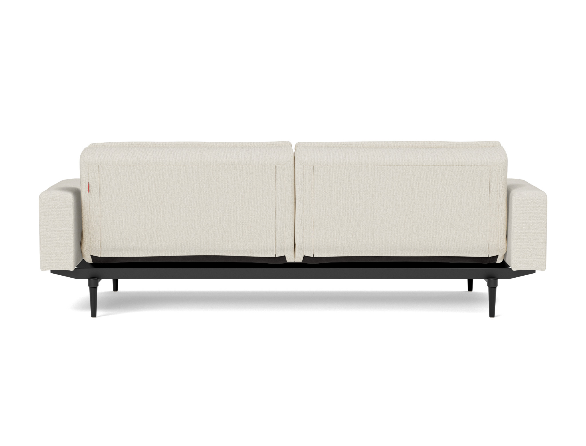 Schlafsofa Dublexo mit Armlehnen Boucle Skandi 531-Off-White Beine Styletto Eiche schwarz