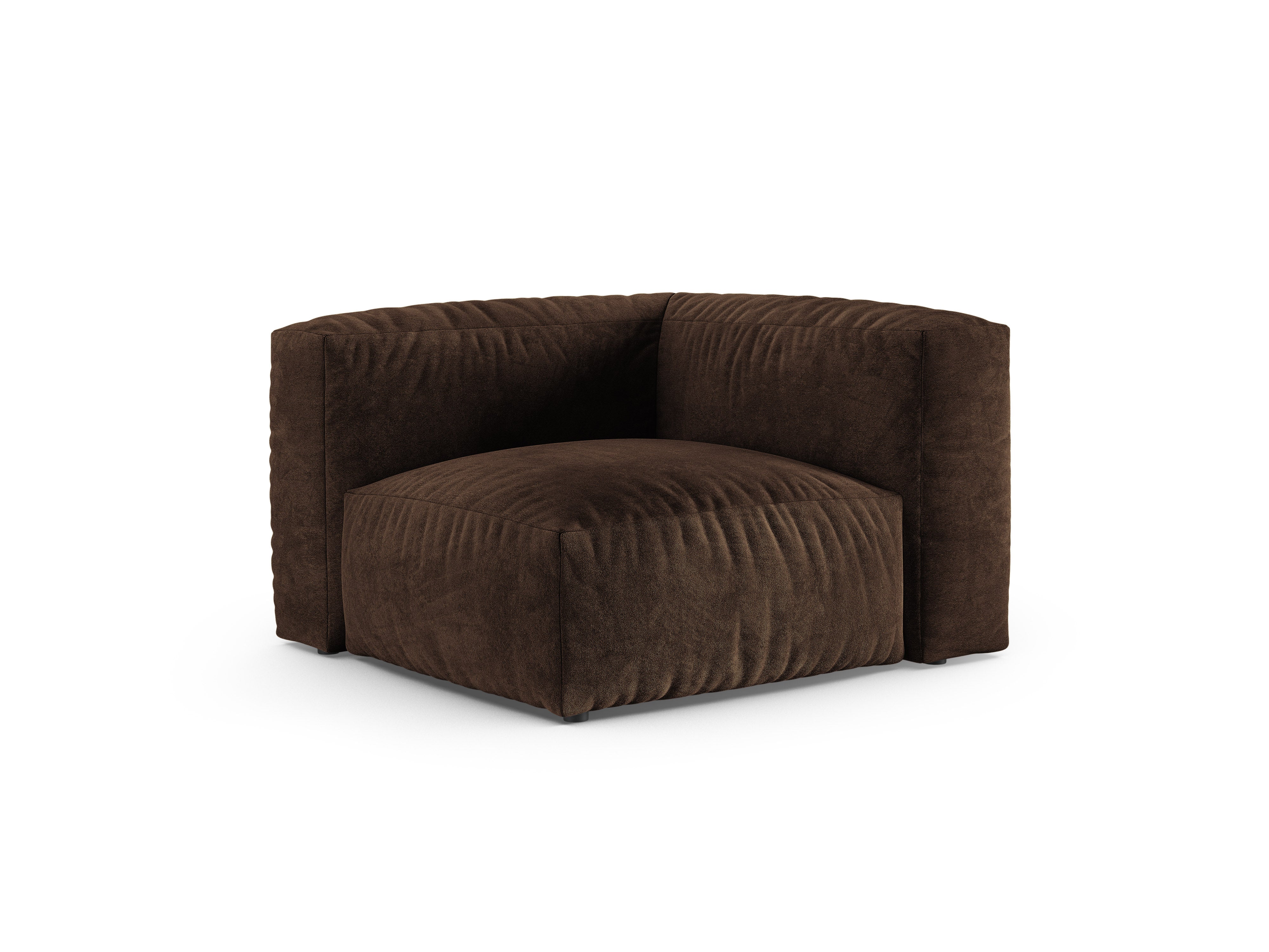 Micadoni symmetrisches Eckmodul Martina 1-Sitzer 90cm Sitztiefe Samt Vogue Schokolade