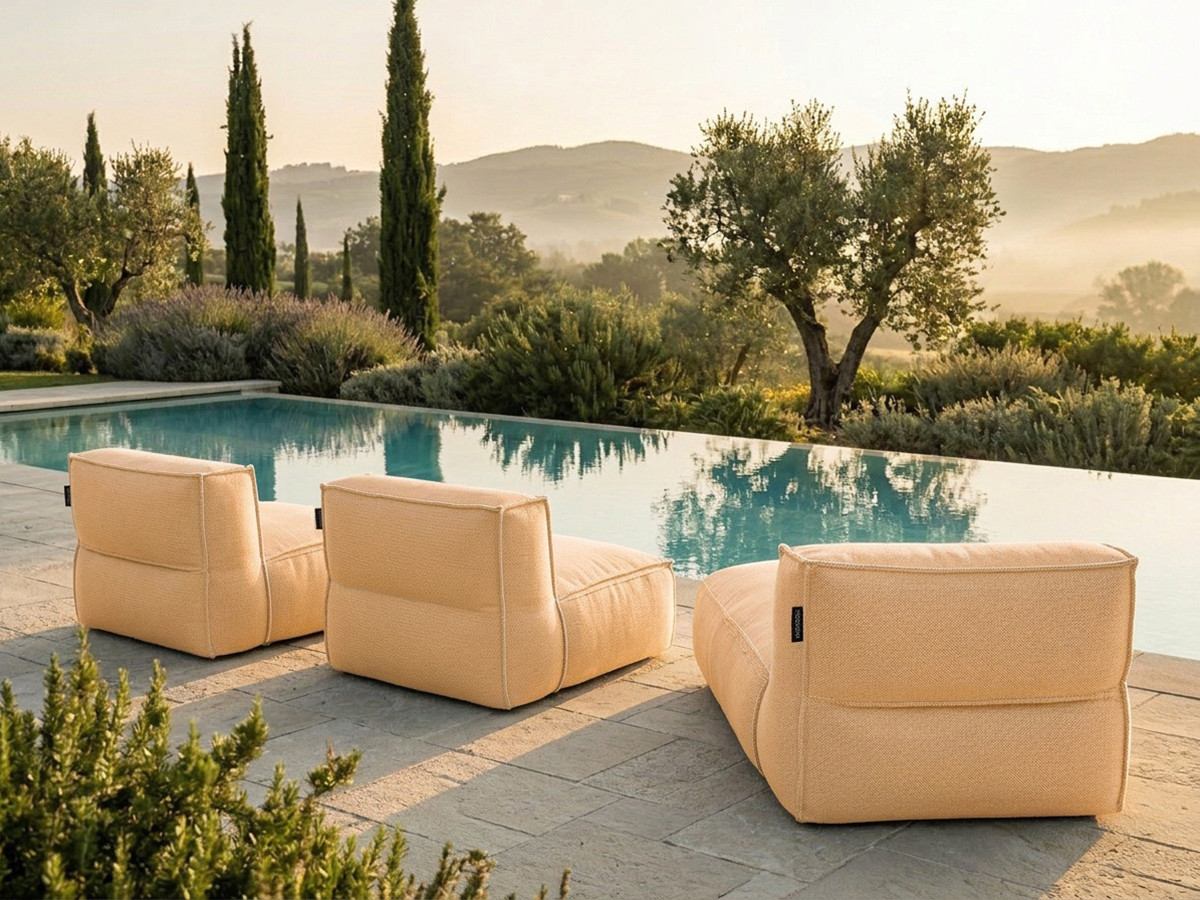 Bobochic Biarritz Gartensofa 3-Sitzer Melange-Stoff Orange