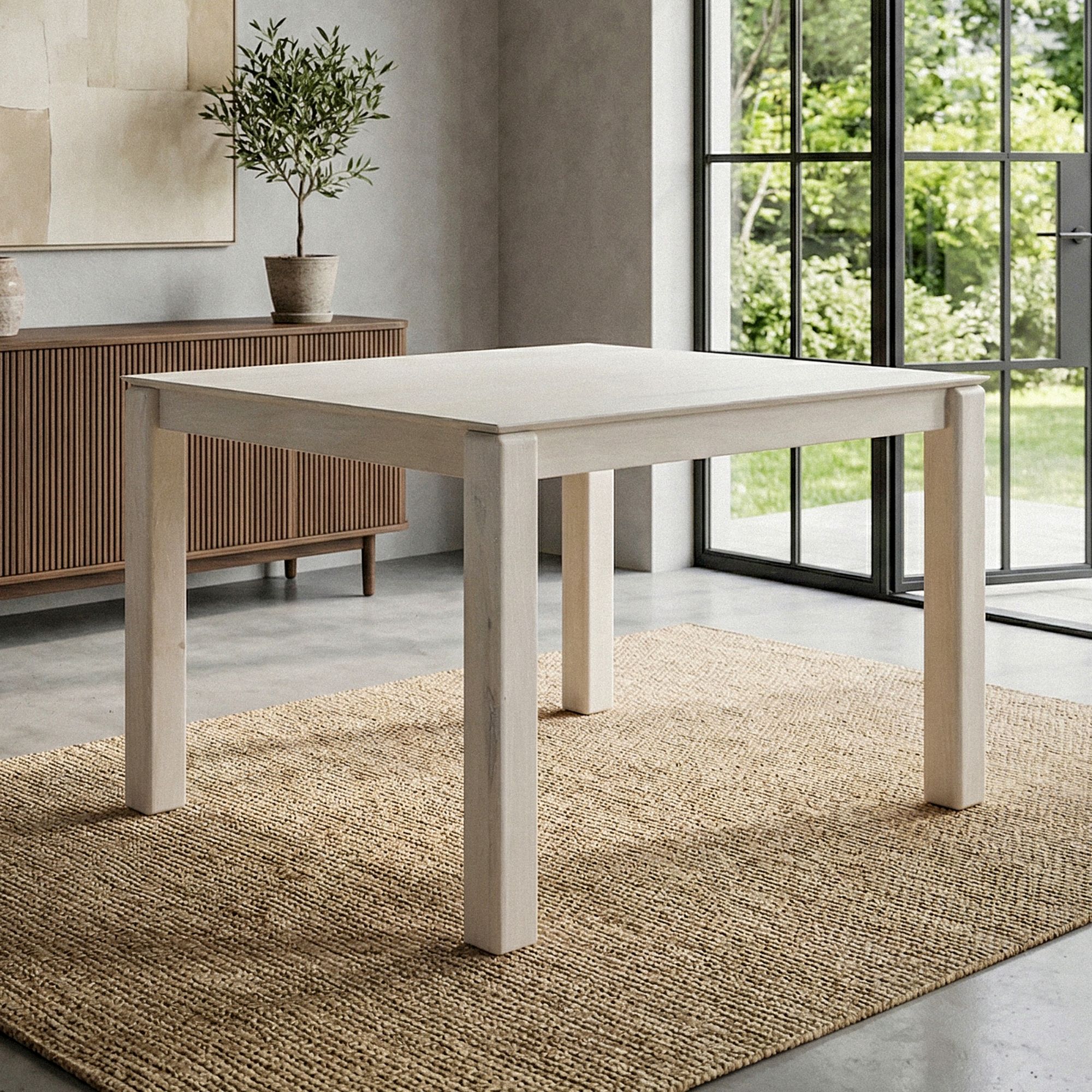 Esstisch Romedal Mango Massivholz Weiß 80 × 80 × 75 cm
