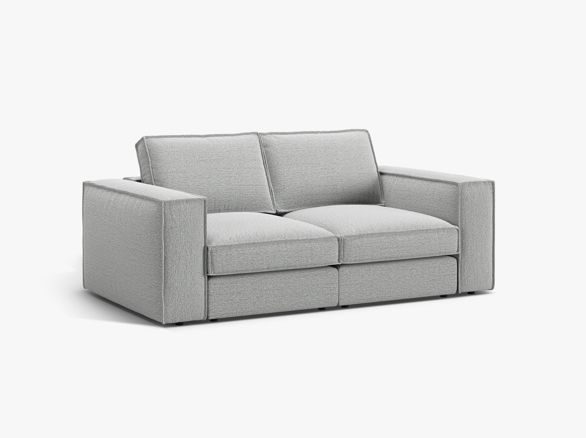 Micadoni modulares Sofa Pola 2-Sitzer Strukturierter Stoff Babel Hellgrau
