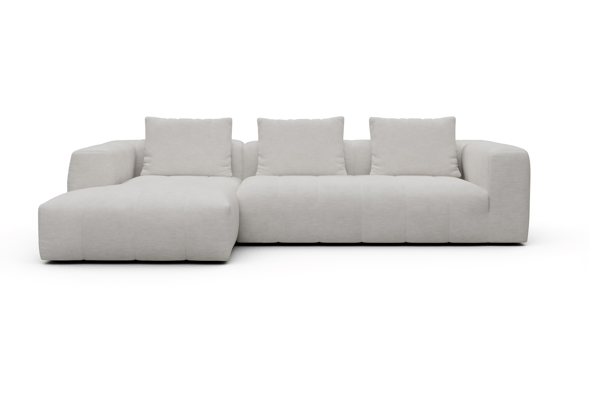 Ecksofa Hugo 2,5-Sitzer Armlehne rechts mit Chaiselongue Vivus-Dusty-Off-White