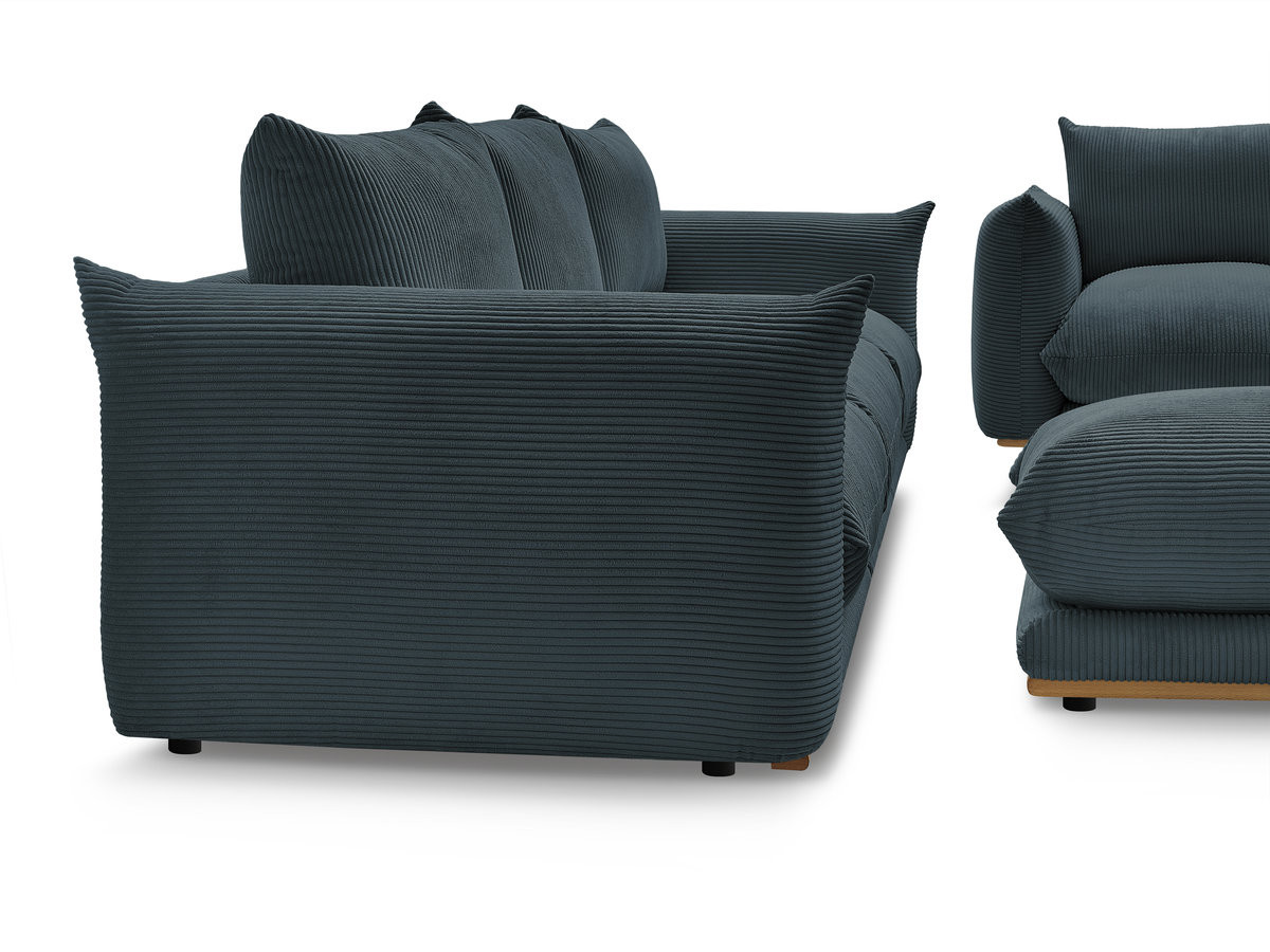 Bobochic Ernest Sofa 5-Sitzer mit Pouf Cordsamt Dunkelblau