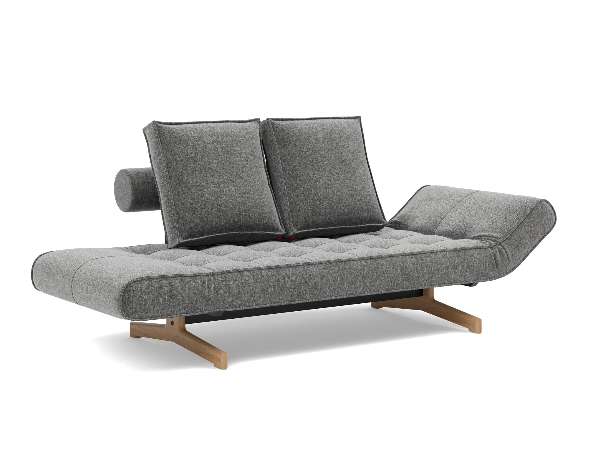 Tagesbett Ghia Strukturierter Stoff Twist 563-Charcoal Beine Eiche