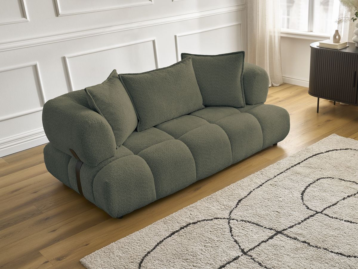 Bobochic Alya Sofa 2-Sitzer Bouclé-Stoff Grün