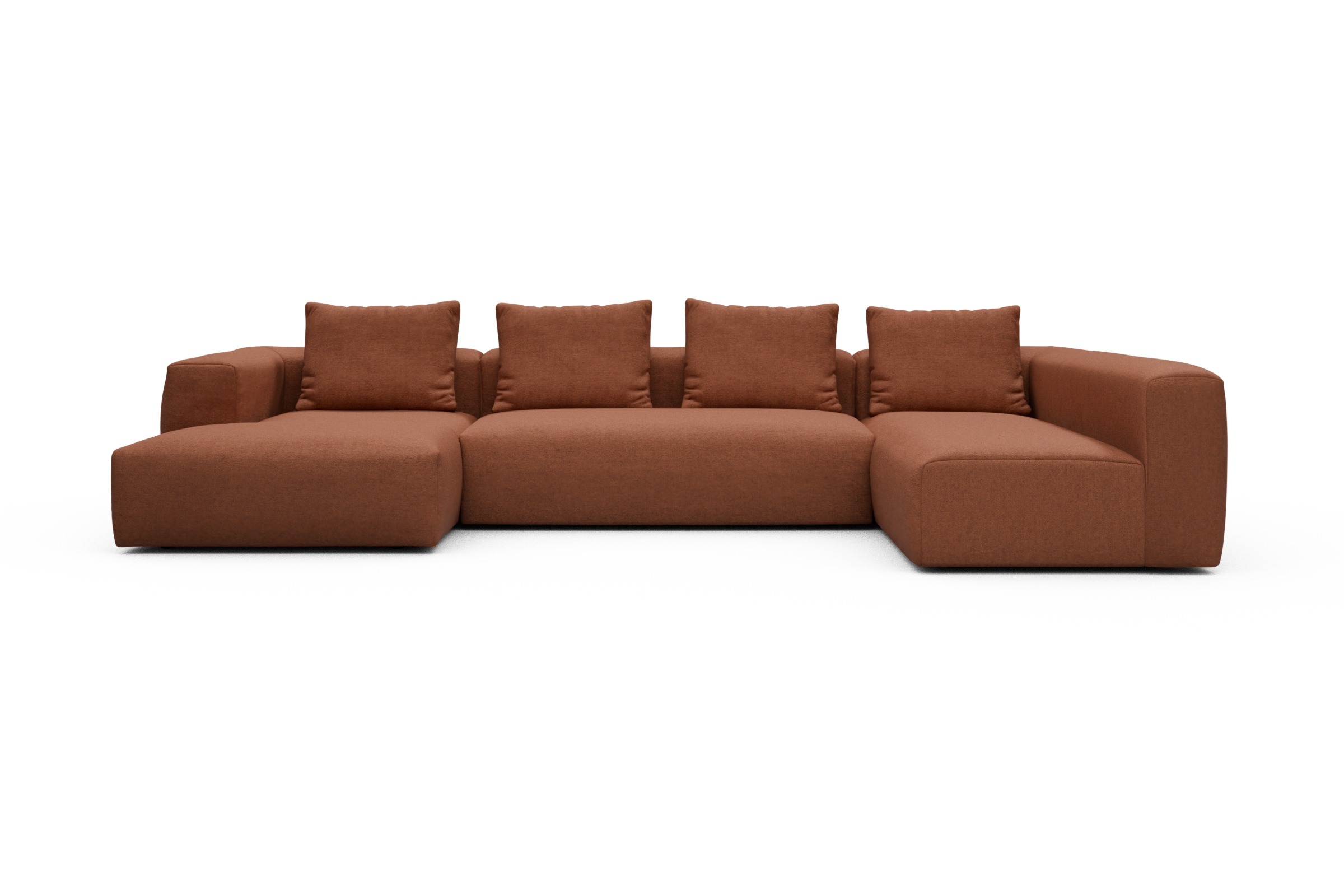 Skandi Home Wohnlandschaft Fred Chaiselongue links mit 2-Sitzer und lange Armlehne rechts Weda-Rust moebelfaktor