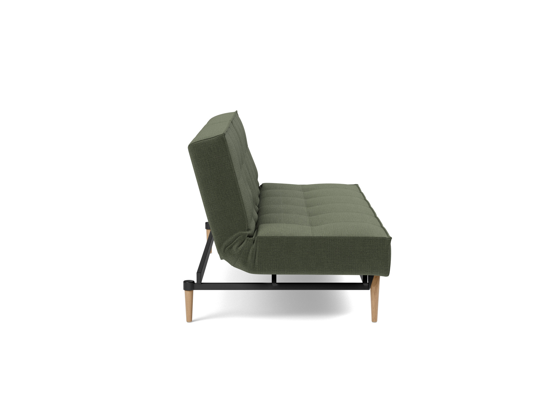 Schlafsofa Splitback Chenille Esina 413-Olive-Green Beine Styletto Eiche hell