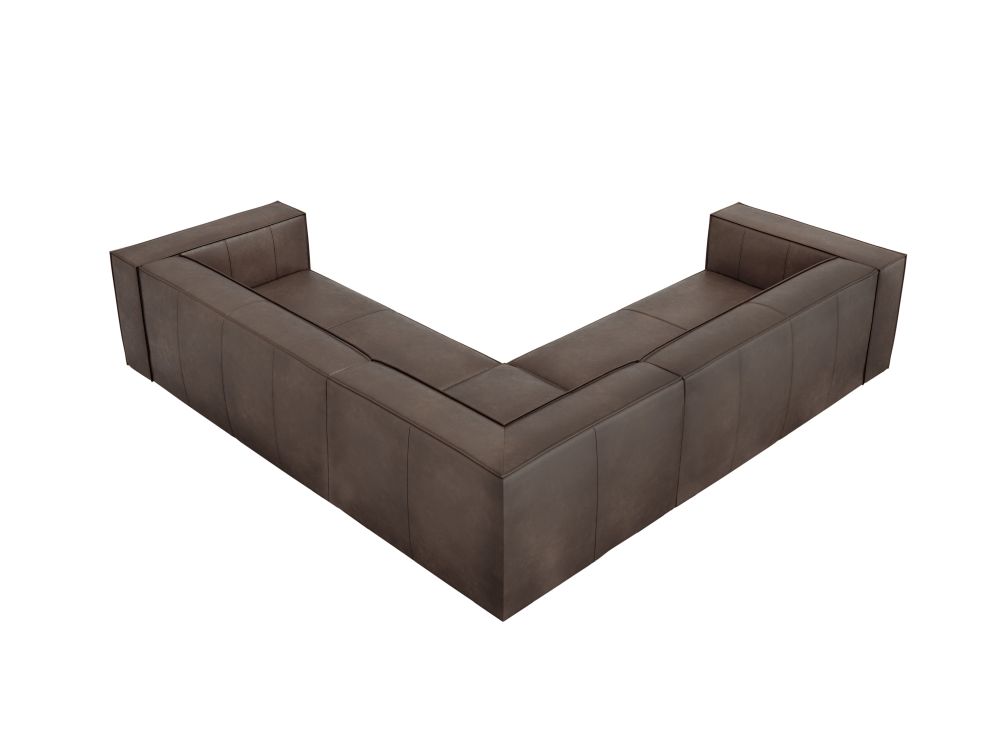 Cosmopolitan Design Symmetrisches Ecksofa Turin 5-Sitzer Leder Granada Graubraun