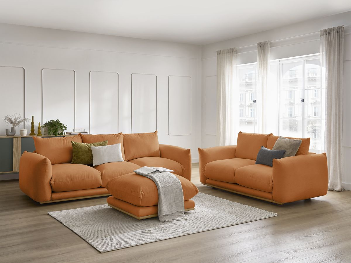 Bobochic Ernest Sofa 6-Sitzer mit Pouf Stoff Orange