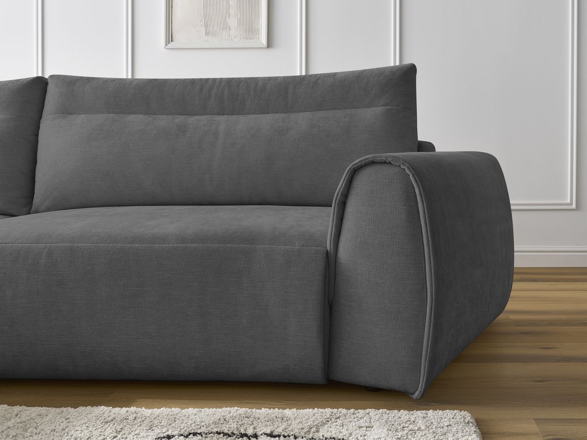 Bobochic Aden Ecksofa 293 × 152 cm Stoff Dunkelgrau Ecke links