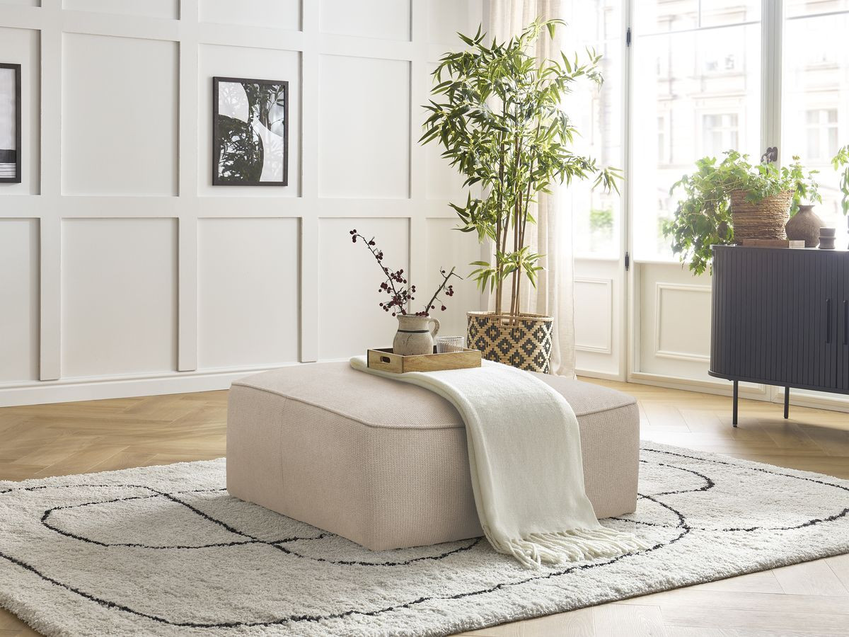 Bobochic Leopold Pouf Melange-Stoff Beige