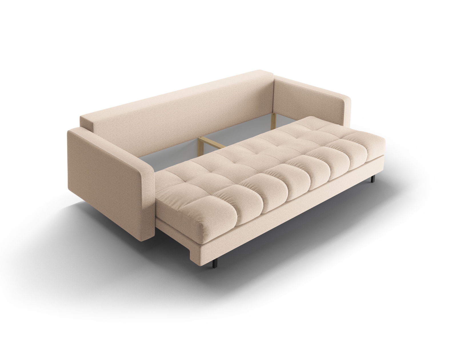 Cosmopolitan Design Schlafsofa Bali 3-Sitzer mit Bettkasten Strukturierter Stoff Neve Beige