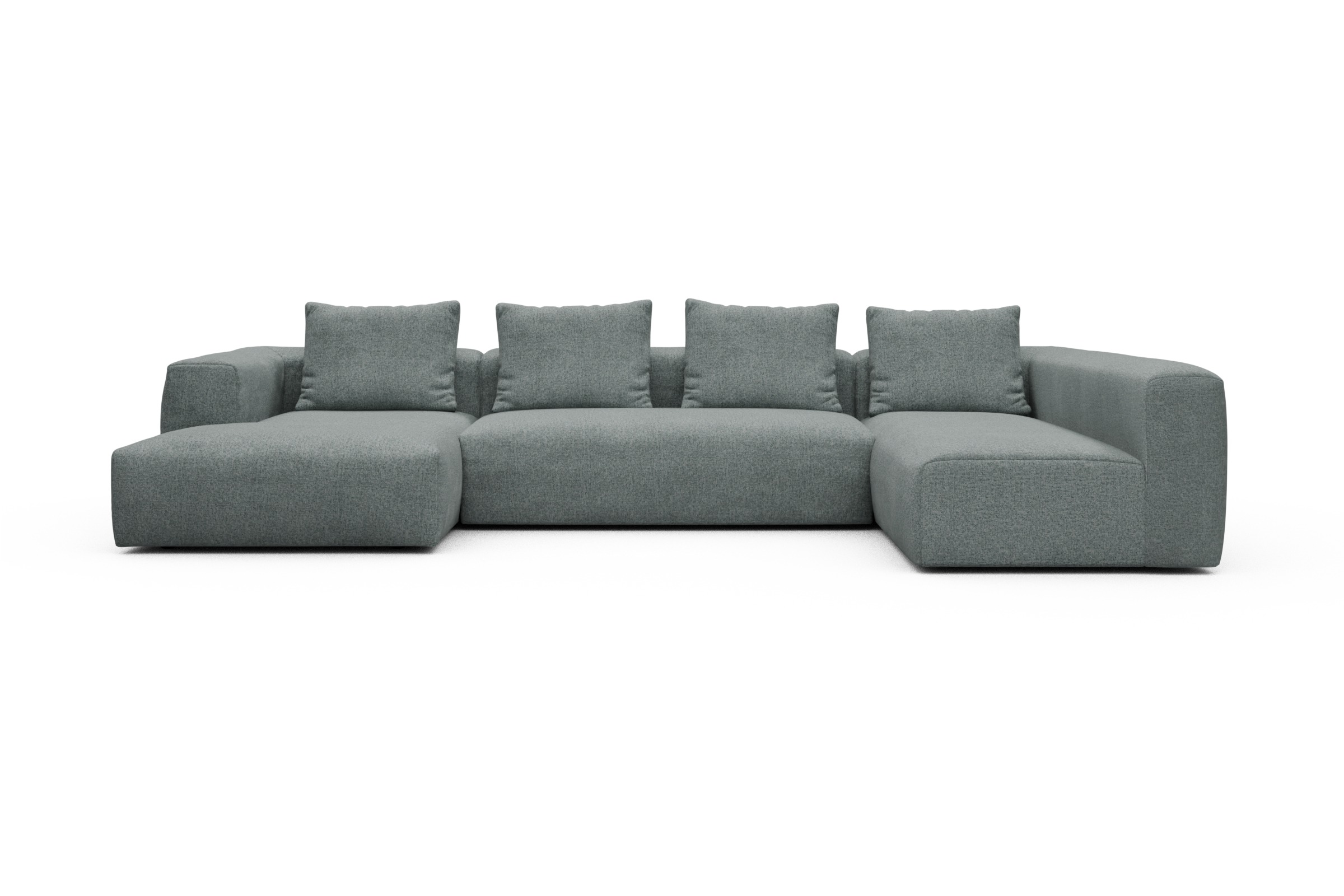 Skandi Home Wohnlandschaft Fred Chaiselongue links mit 2-Sitzer und lange Armlehne rechts Casone-Light-Mixed-Green moebelfaktor
