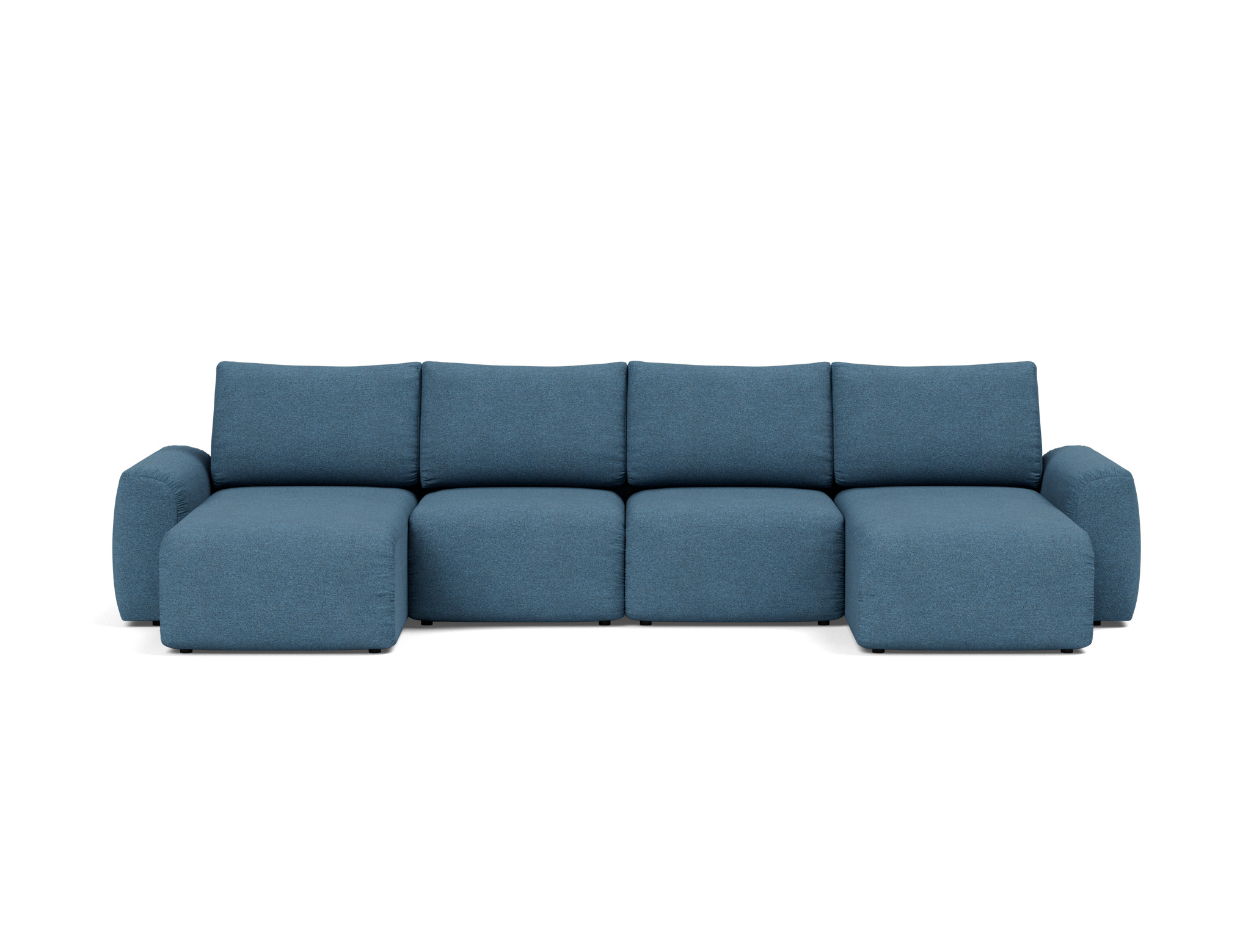 Schlafsofa Norum U-Form mit Chunky-Armlehnen Strukturierter Stoff Weda 302-Weda-Blue