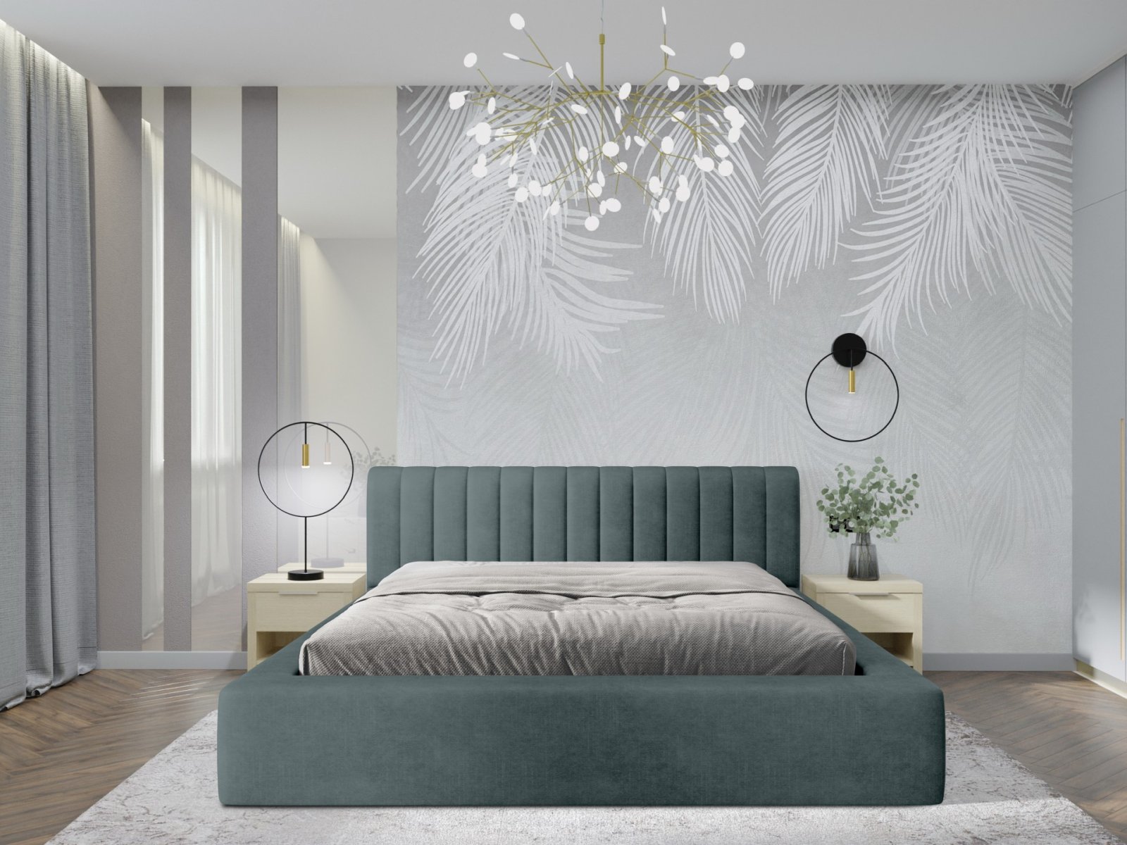 Polsterbett Faroa Samtstoff 180x200 mit Holzrahmen Macau Emerald