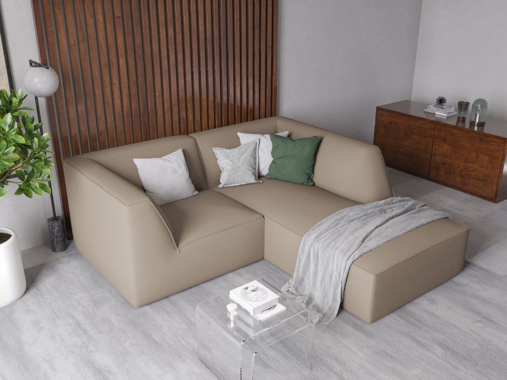 Cosmopolitan Design Ecksofa Siena 3-Sitzer Strukturierter Stoff Ottawa Dunkelbeige Rechts