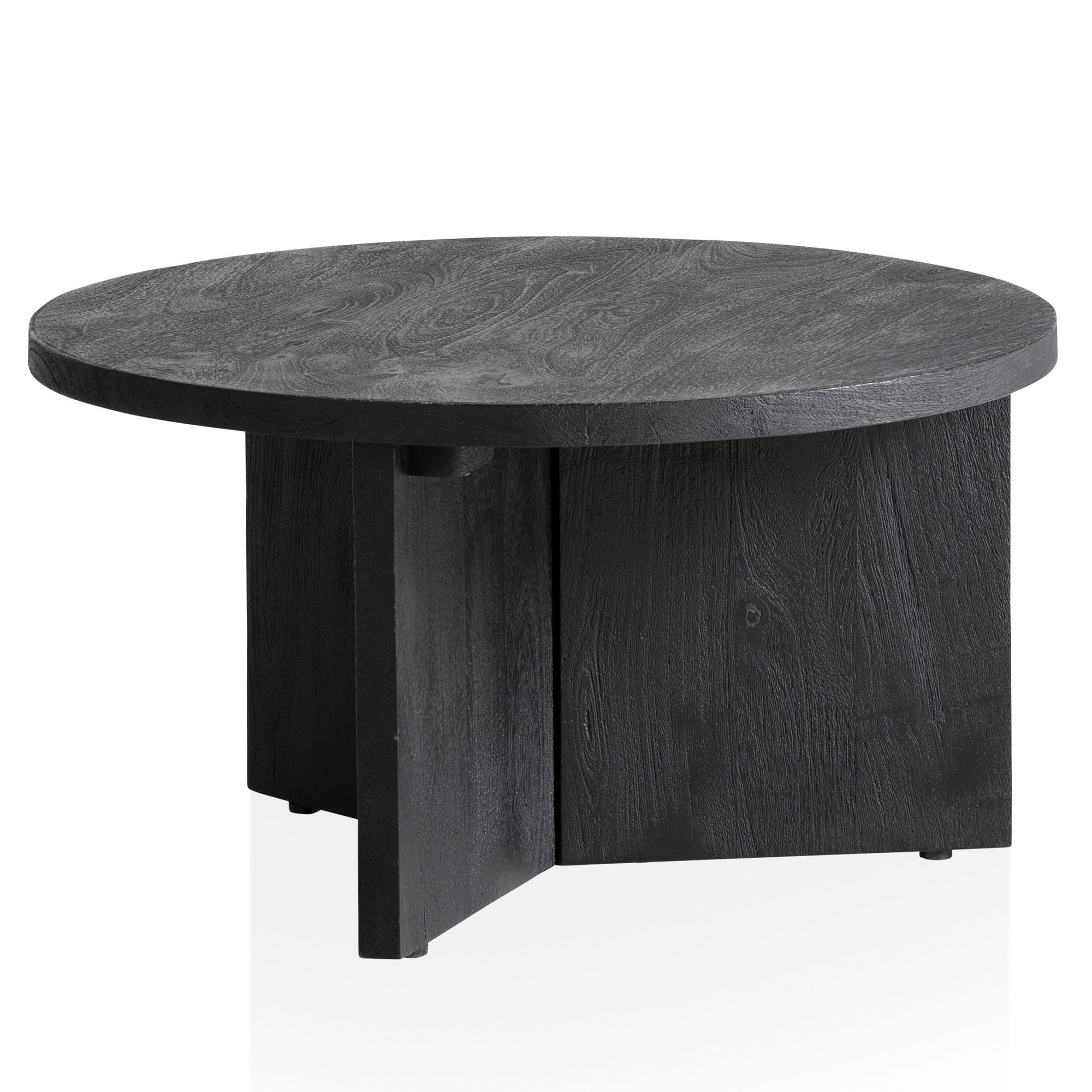 Couchtisch Asker Massivholz Schwarz Ø 60 × H 33 cm