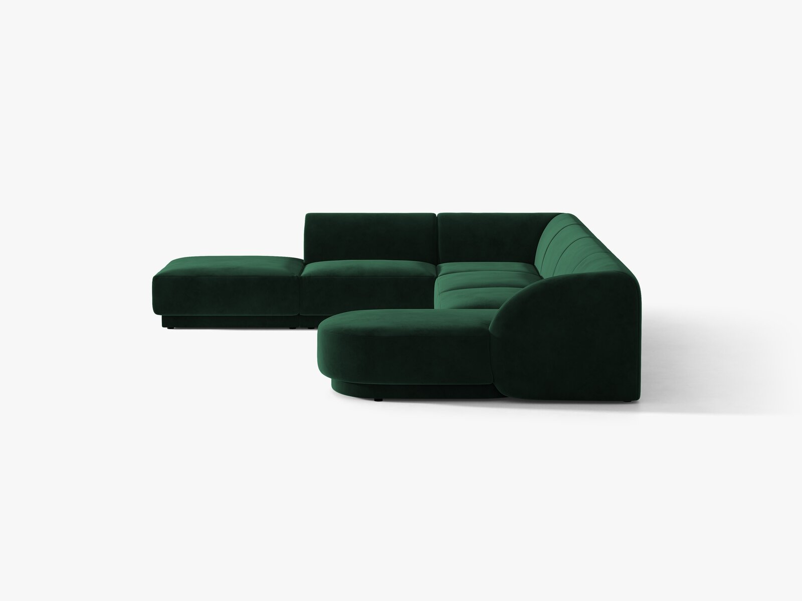Micadoni Panorama-Ecksofa Miley 6-Sitzer Samt Bluvel Flaschengrün Links