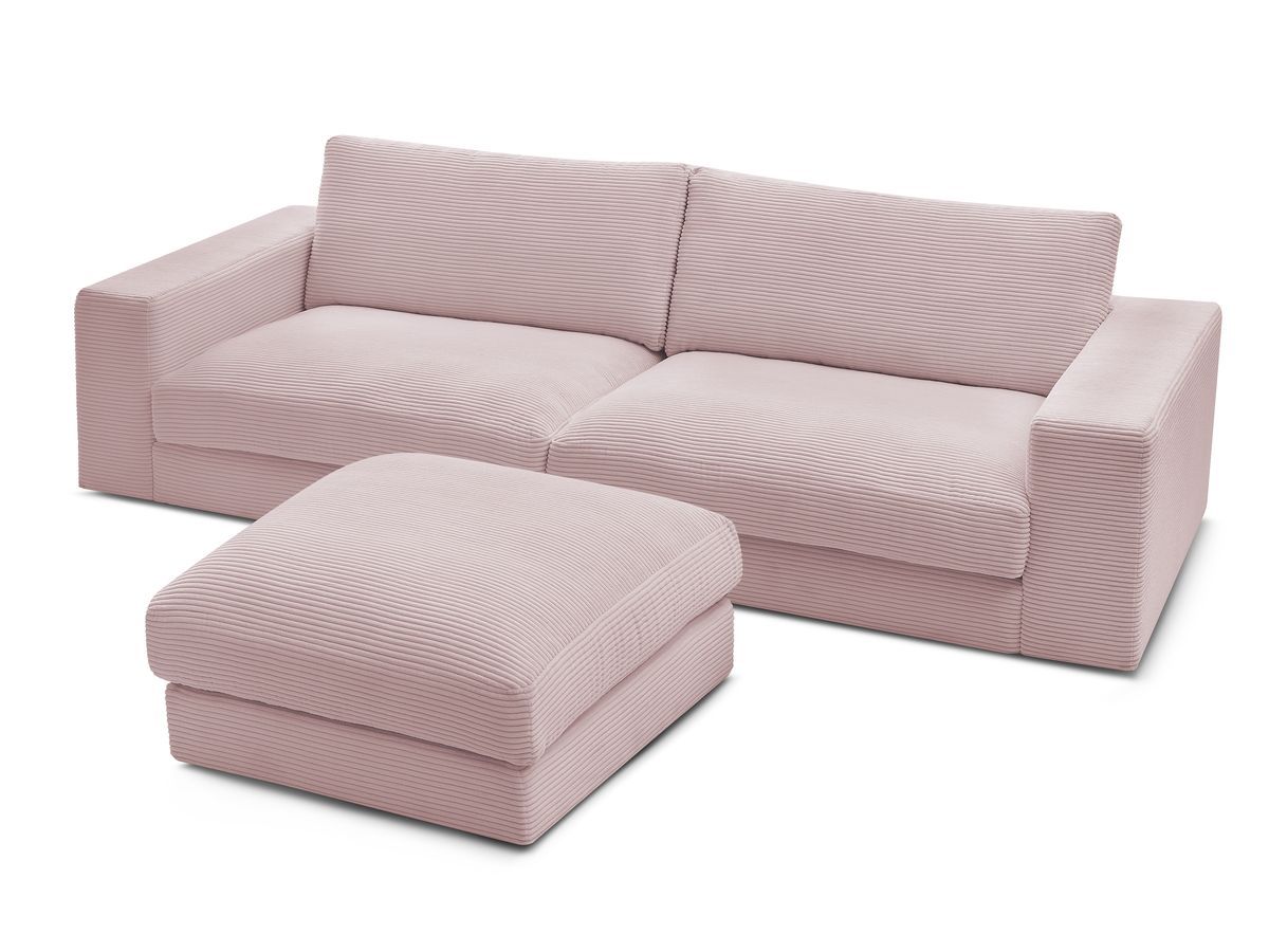 Bobochic Leonard Sofa 4-Sitzer mit Pouf 274 × 109 cm Cordsamt Violett