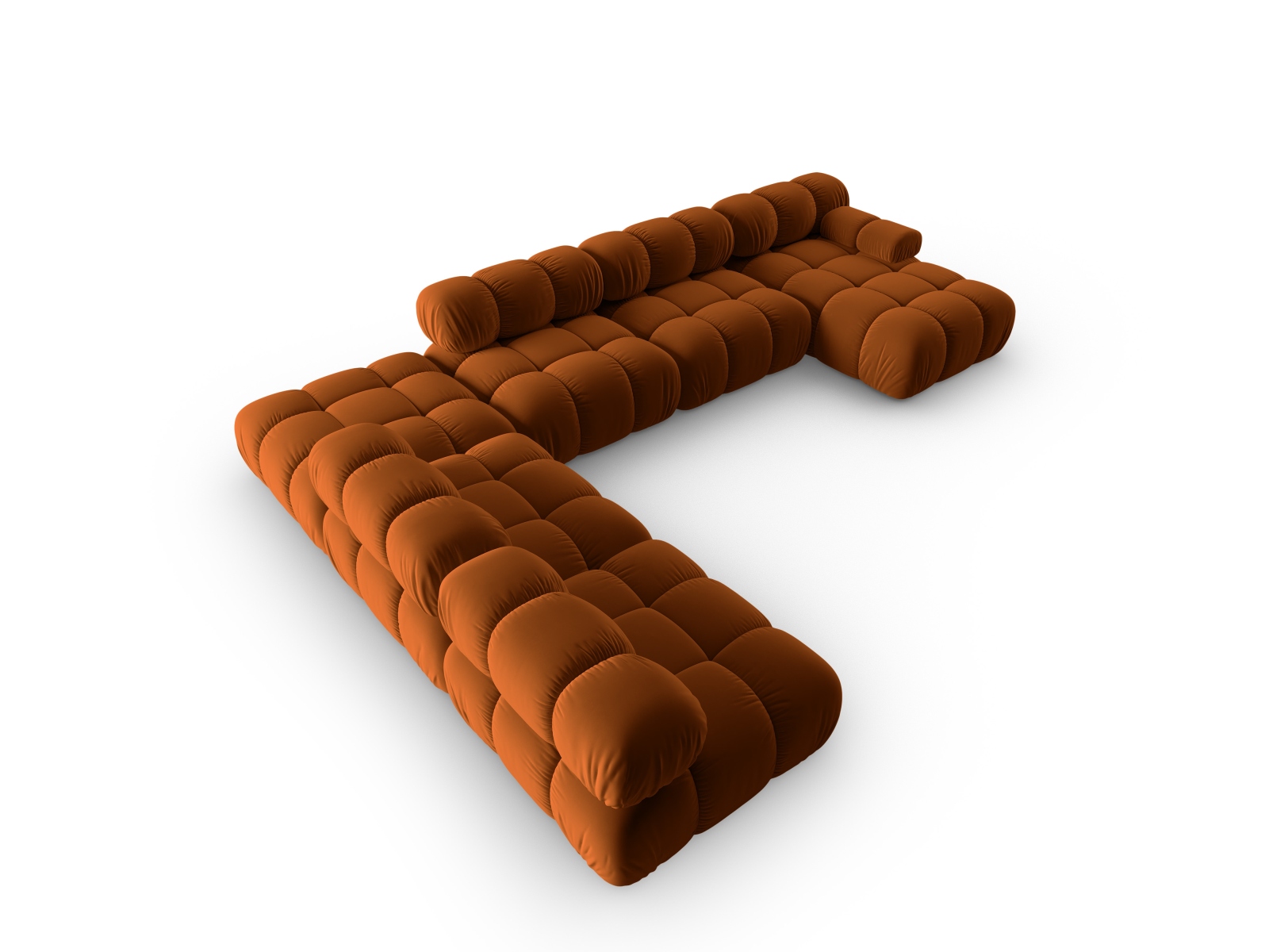 Micadoni Modulares Panorama Ecksofa Bellis 7-Sitzer Links Samt Bluvel Terrakotta